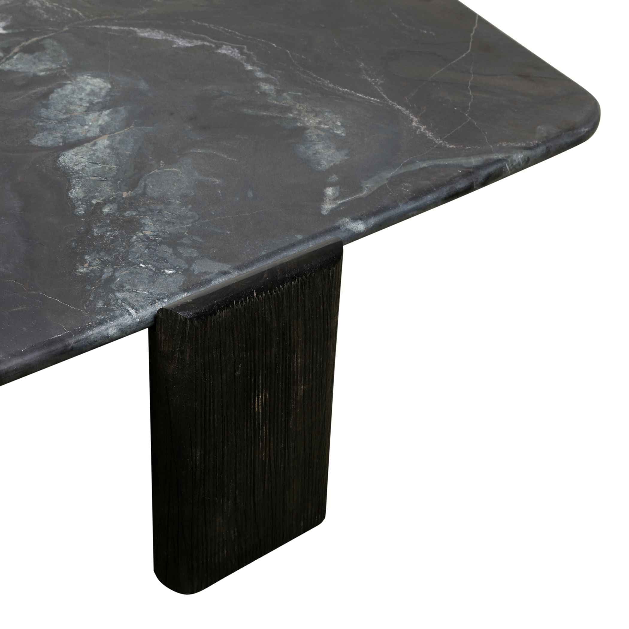 Breton 64" Hexagonal Coffee Table with Lava Marble Top with Dark Mango Base - Image 5