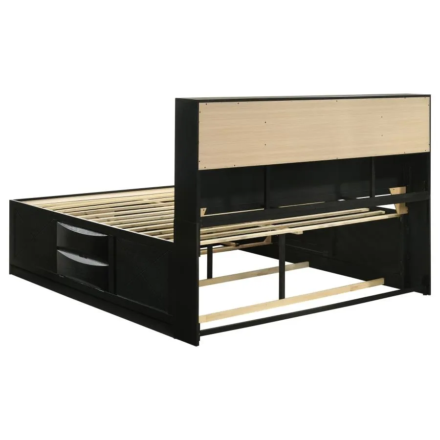 Briana Black 5-Piece Eastern King Storage Bedroom Set with Bookcase Headboard - Image 4