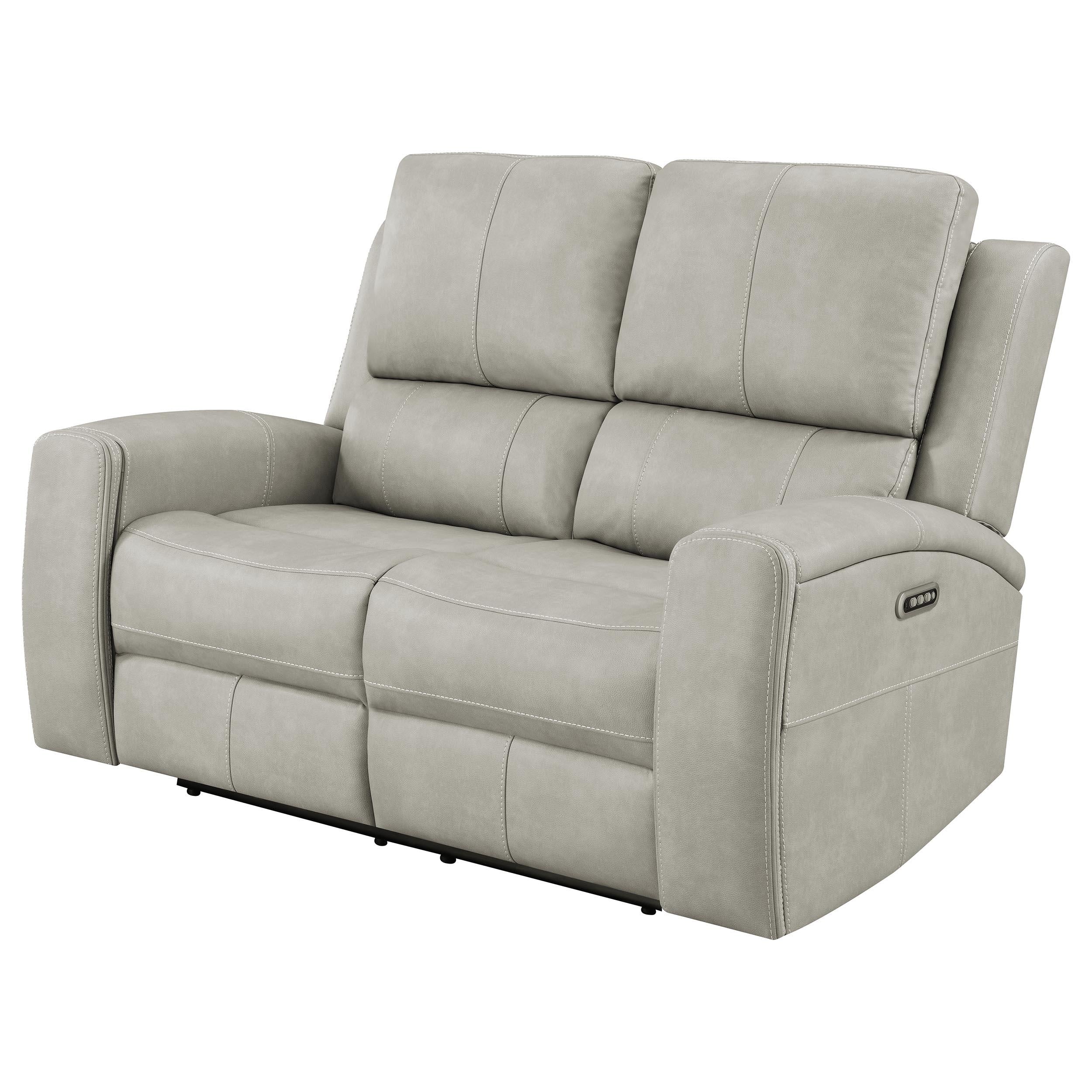 Brickston Gray Triple Power Reclining Loveseat - Image 4
