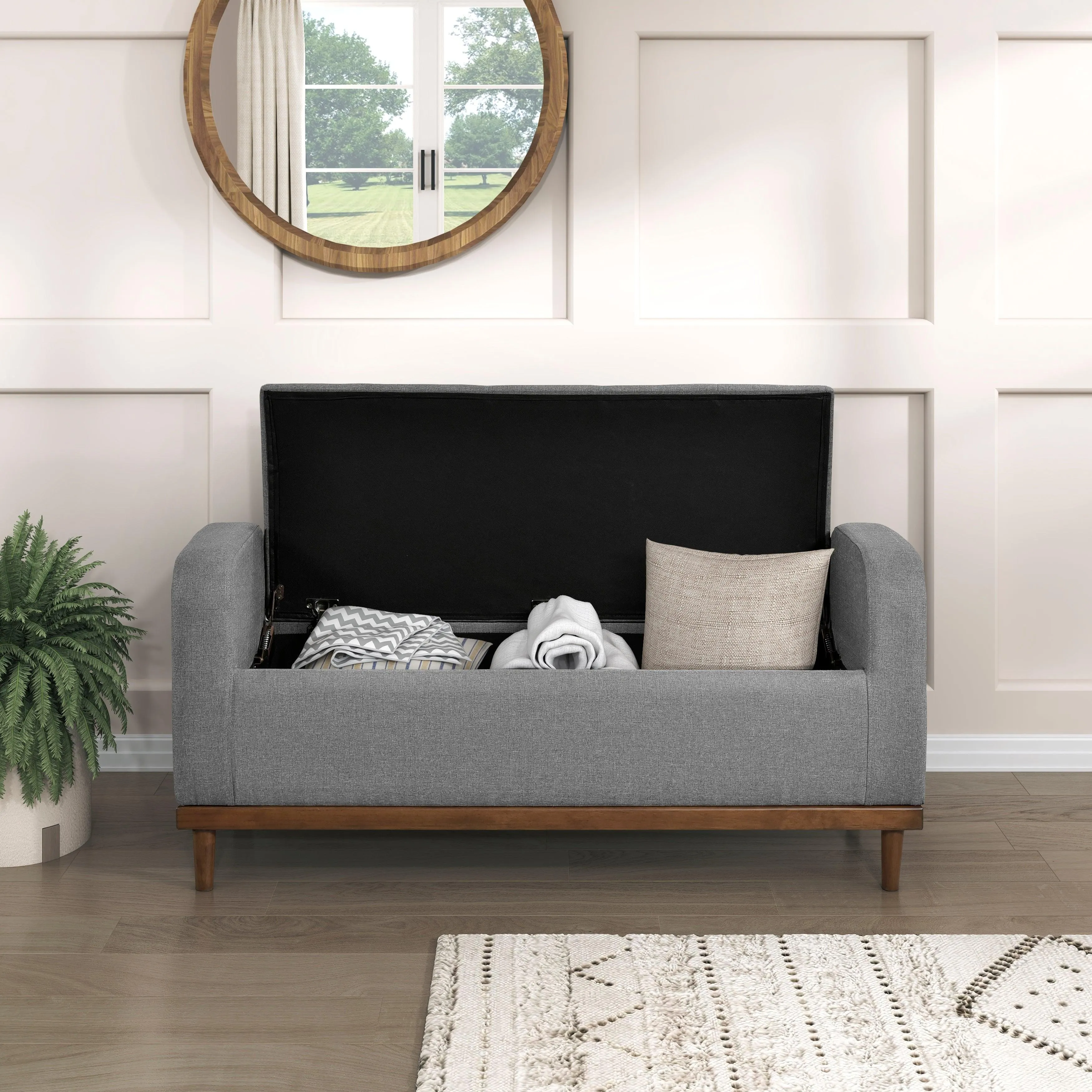 Brigitte Gray Lift Top Storage Bench - Image 2