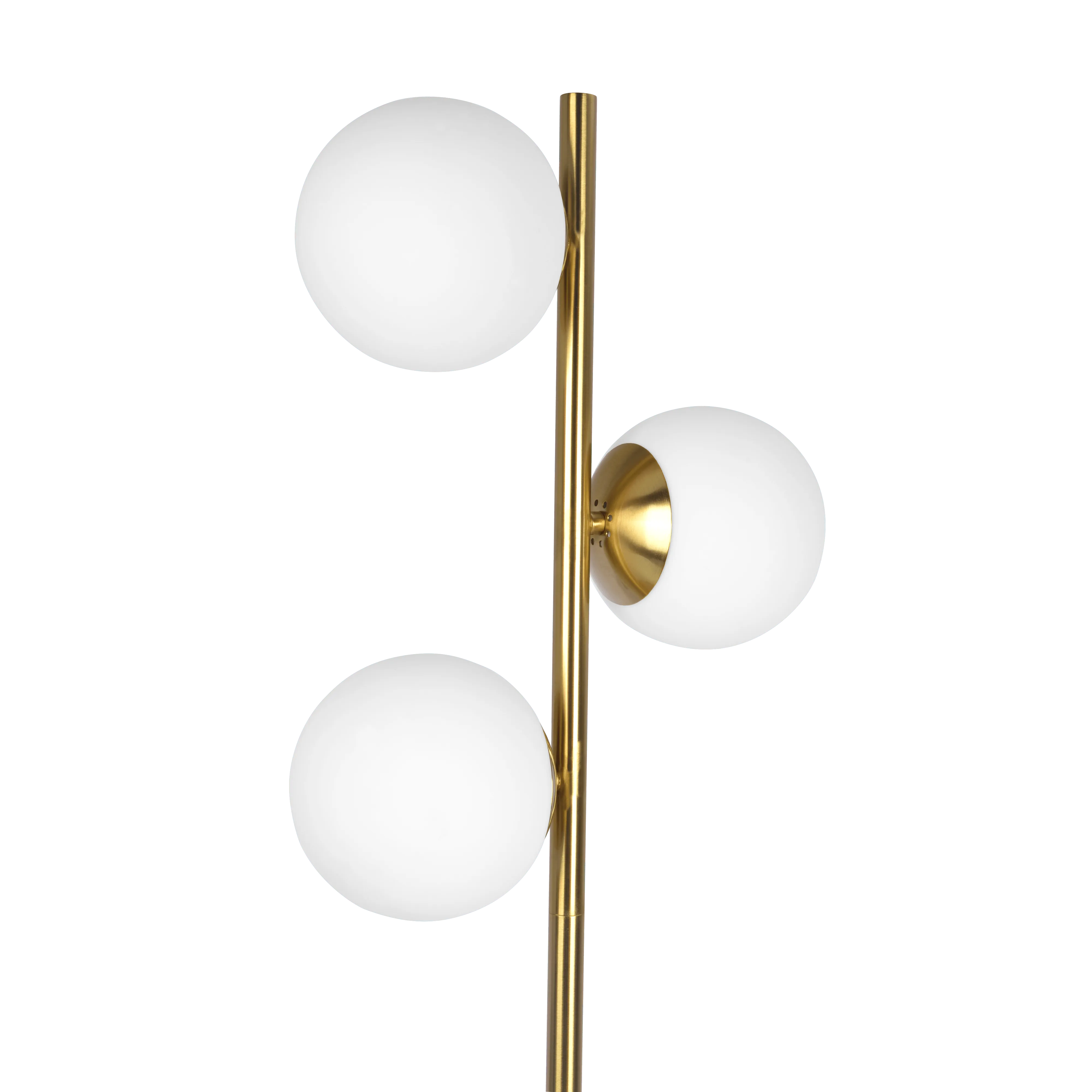 Brilliance Modern Gold Brush Floor Lamp, Opal Glass Shades and Round Metal Base - Image 3