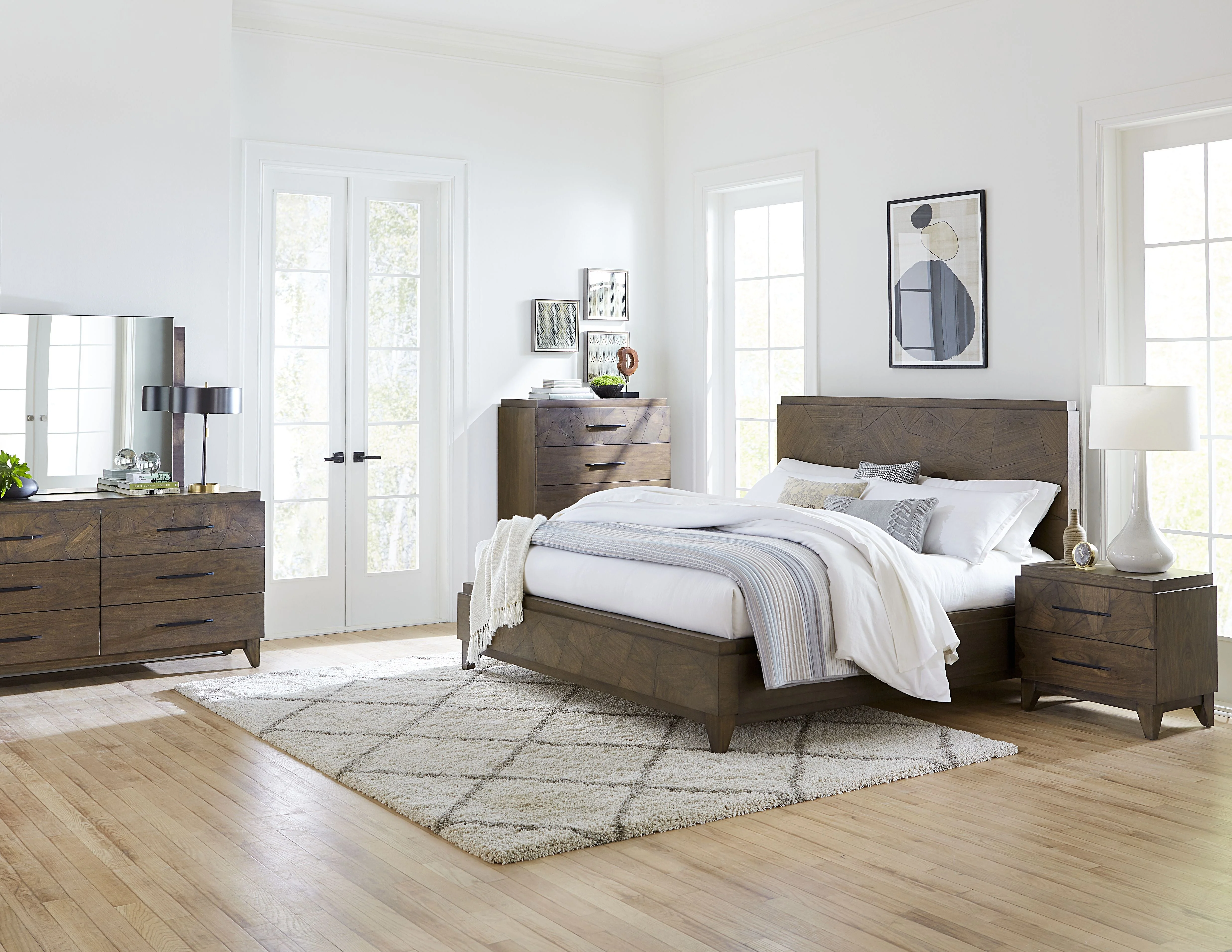 Broderick Wood Eastern King Panel Bed in Wild Oats Brown - Image 2