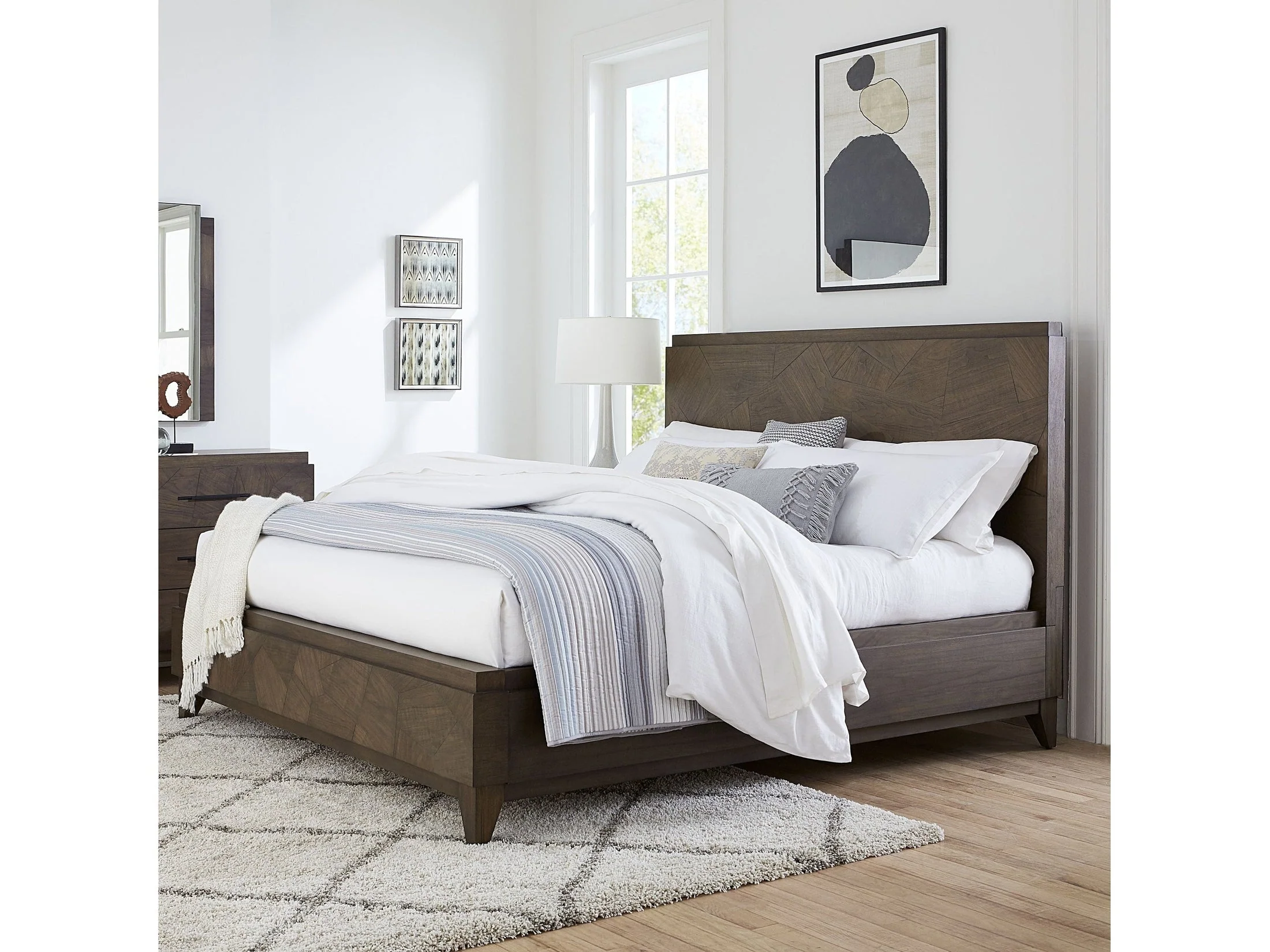 Broderick Wood Queen Panel Bed in Wild Oats Brown