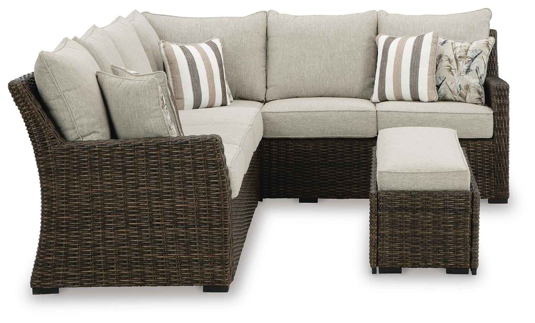 Brook Ranch Brown Outdoor Sectional Set with Lounge Chair and Coffee Table - Image 22