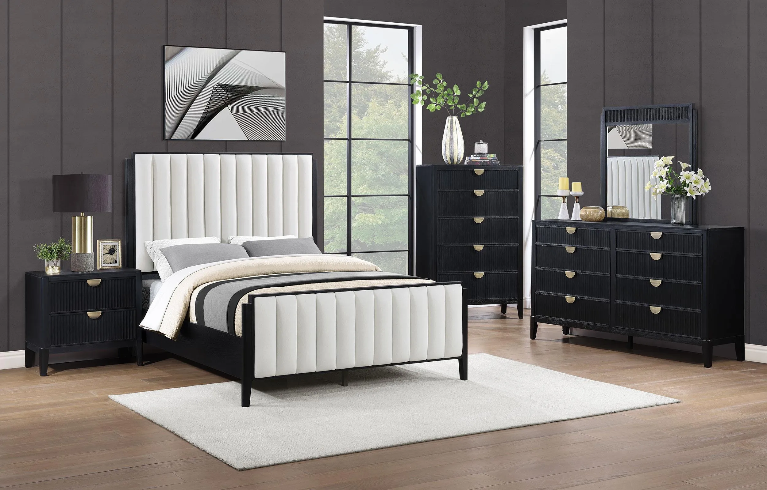 Brookmead Black 60-inch Upholstered Queen Bed - Image 5