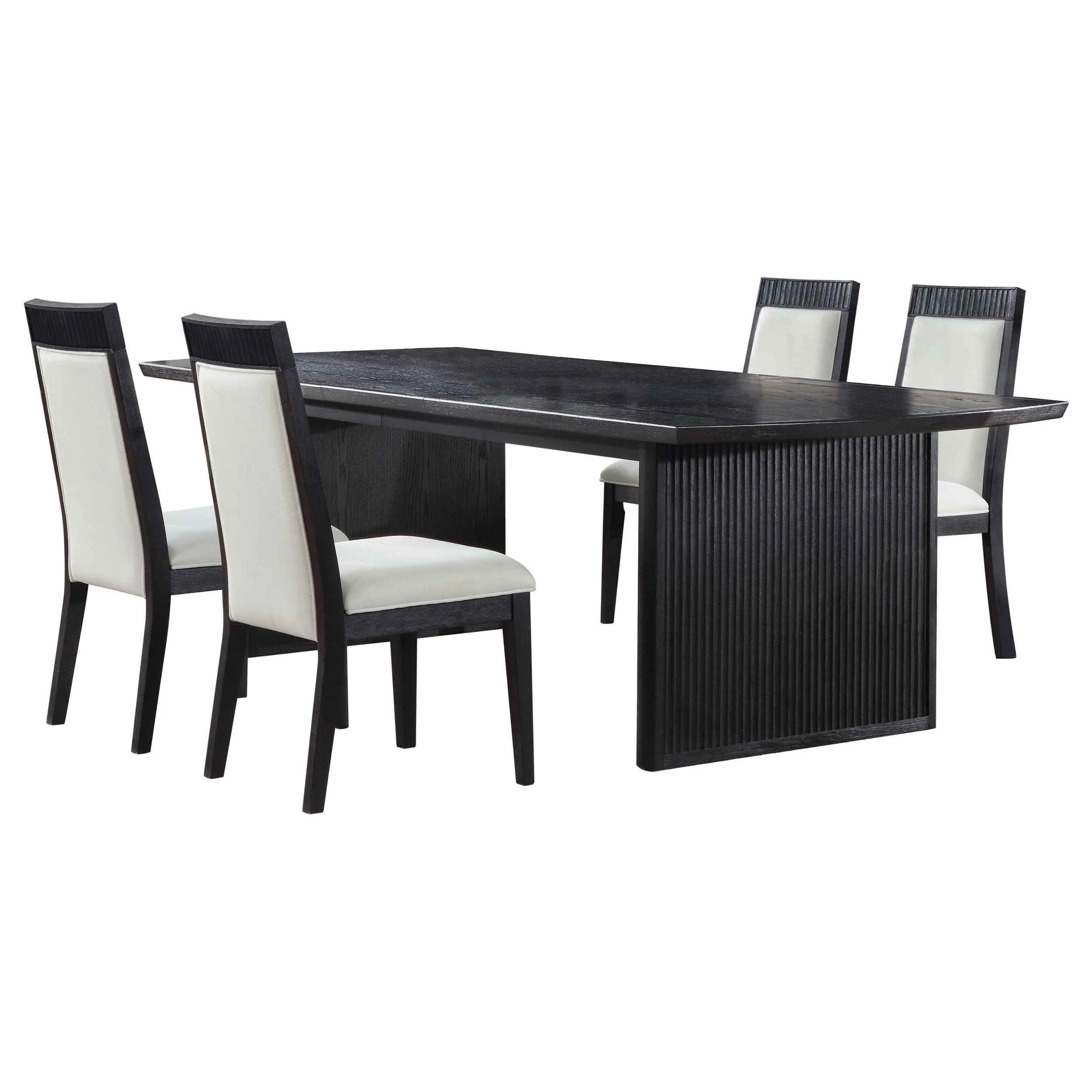 Brookmead Black/Ivory 5-piece Extension Leaf Dining Table Set - Image 2