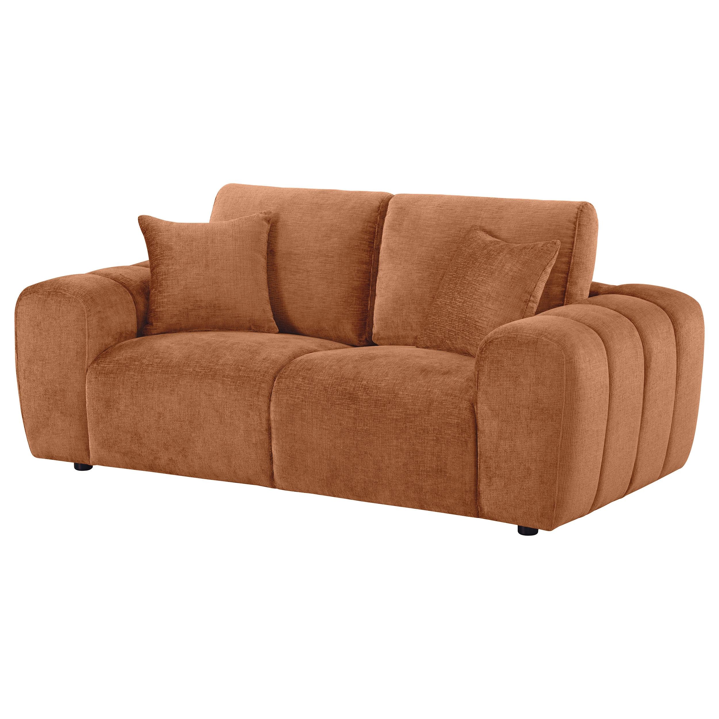 Burnett Chenille Upholstered Wide Arm Loveseat Burnt Orange - Image 4