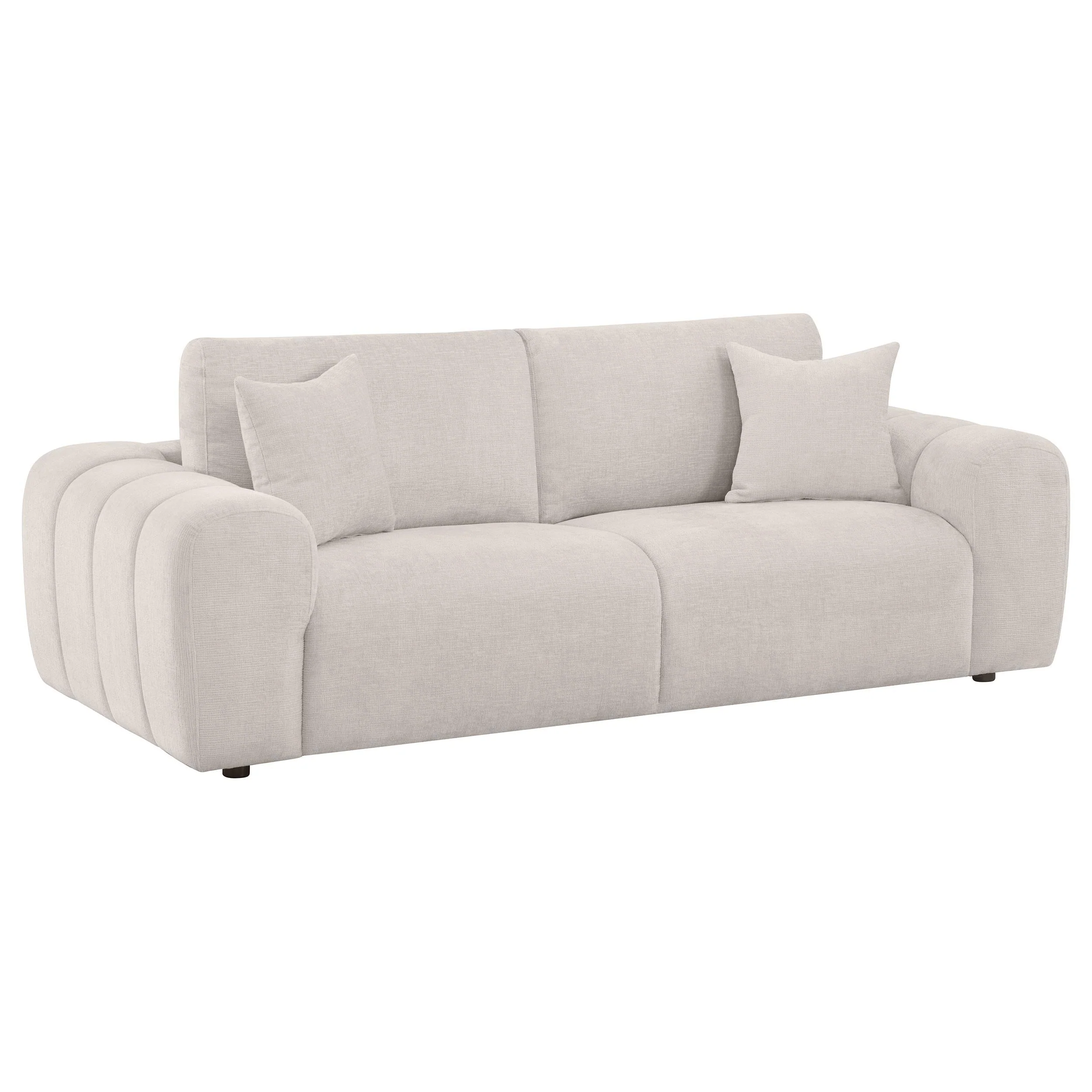 Burnett Ivory 3-piece Chenille Upholstered Sofa Set - Image 3