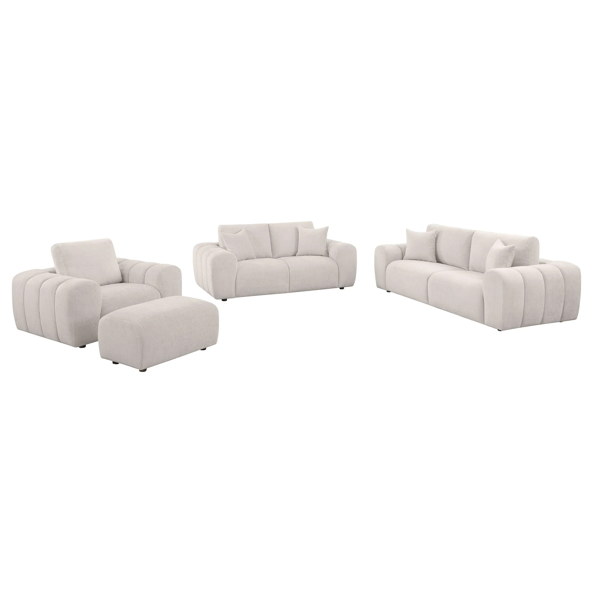 Burnett Ivory 4-piece Chenille Upholstered Sofa Set - Image 2