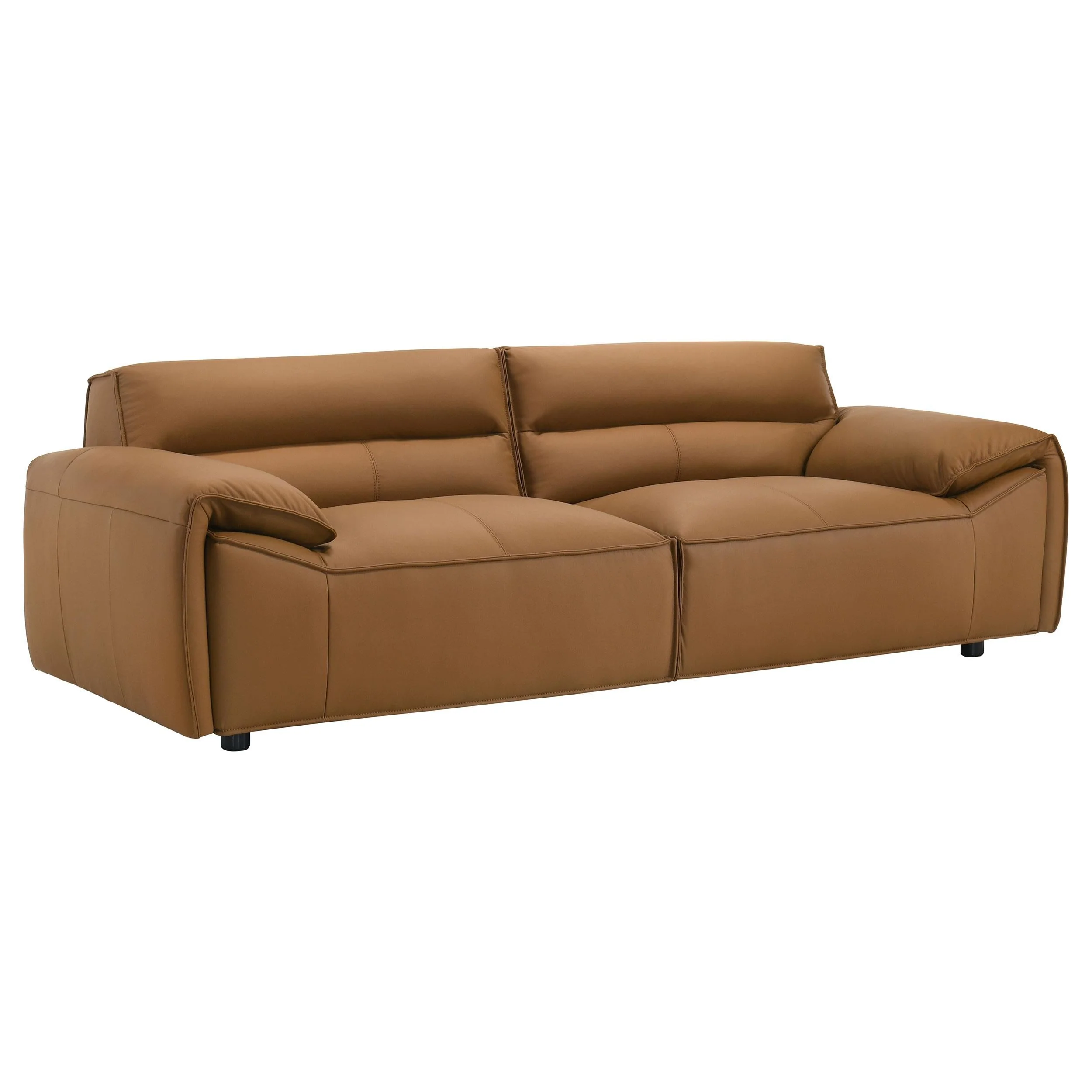 Buxton Orange 2-Piece Leather Upholstered Sofa Living Room Set - Image 2