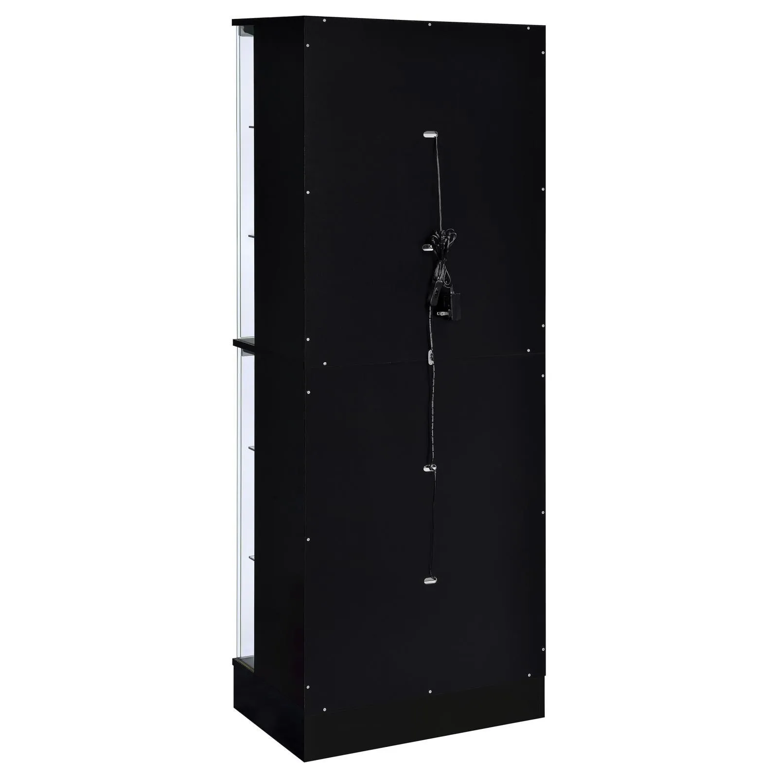 Cabra Display Case Curio Cabinet with Glass Shelves and LED Lighting Black High Gloss - Image 8