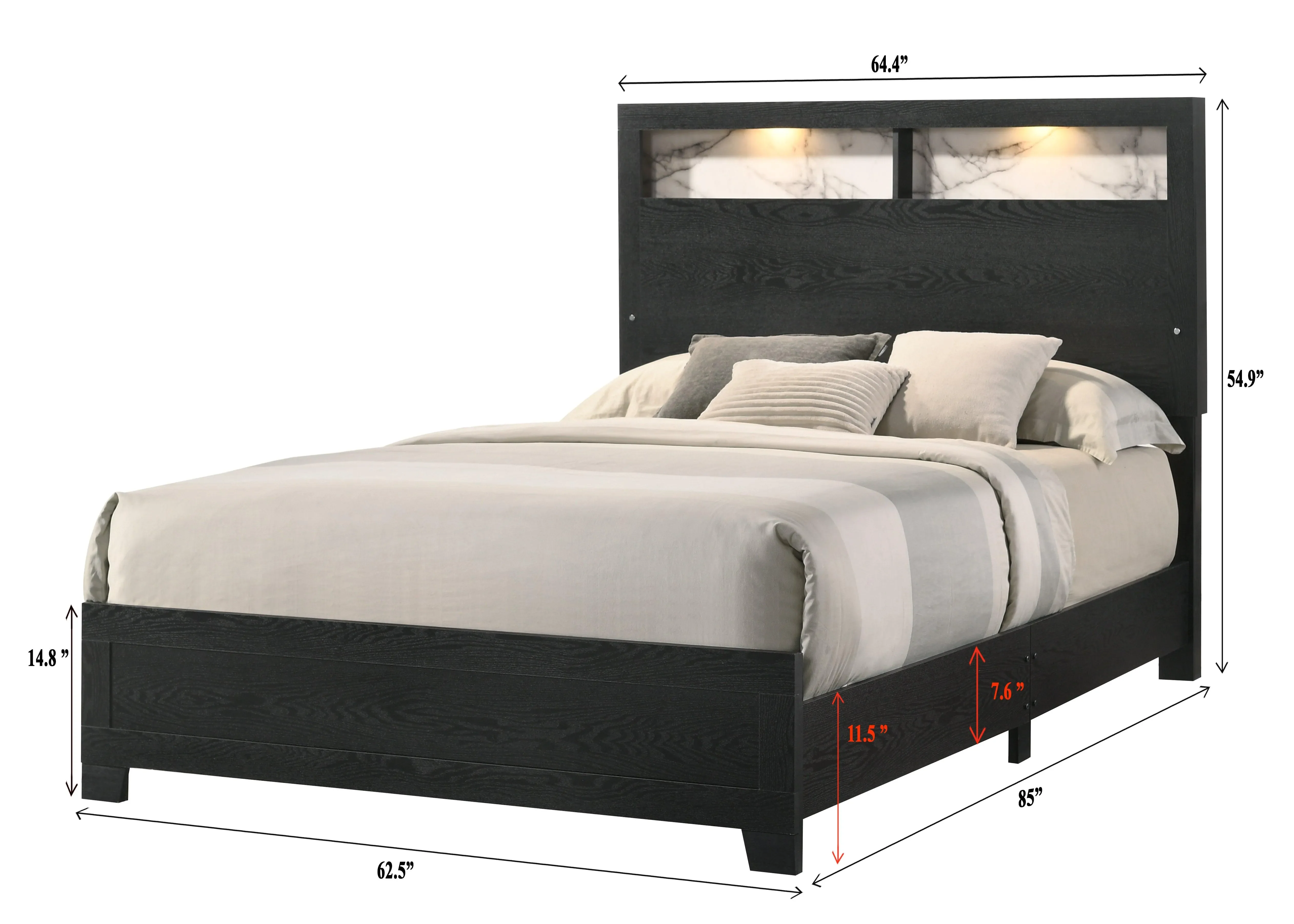 Cadence Black King LED Panel Bed - Image 4