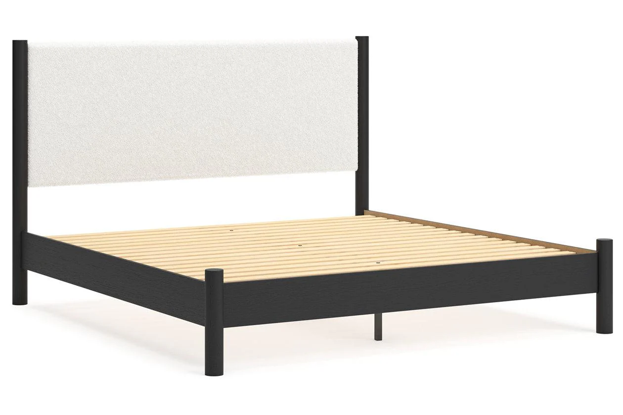 Cadmori Black/White King Upholstered Panel Bed - Image 2