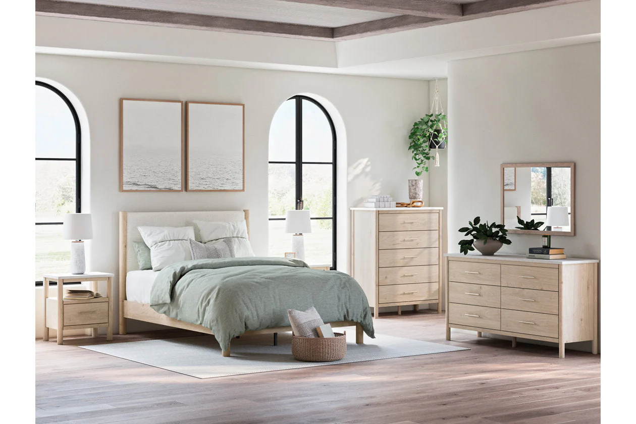 Cadmori Tan/Beige Queen Upholstered Platform Bed - Image 10