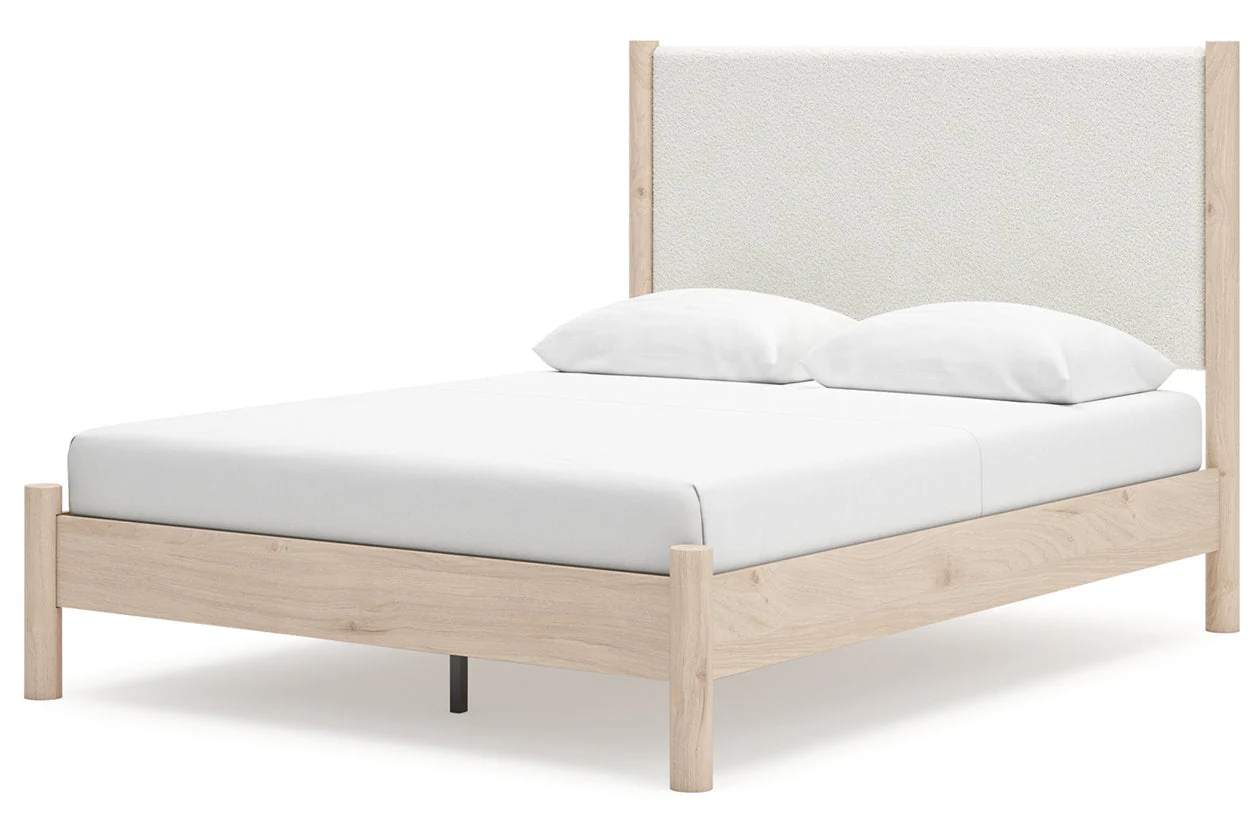 Cadmori Tan/Beige Queen Upholstered Platform Bed - Image 3