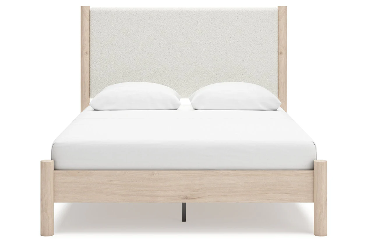 Cadmori Tan/Beige Queen Upholstered Platform Bed - Image 4