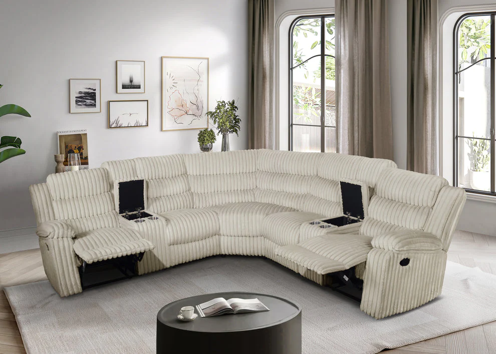 Calantha Cream Manual Reclining Sectional - Image 5