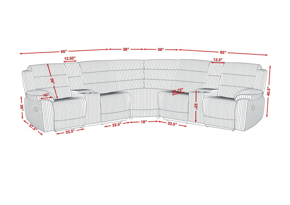 Calantha Cream Manual Reclining Sectional - Image 6