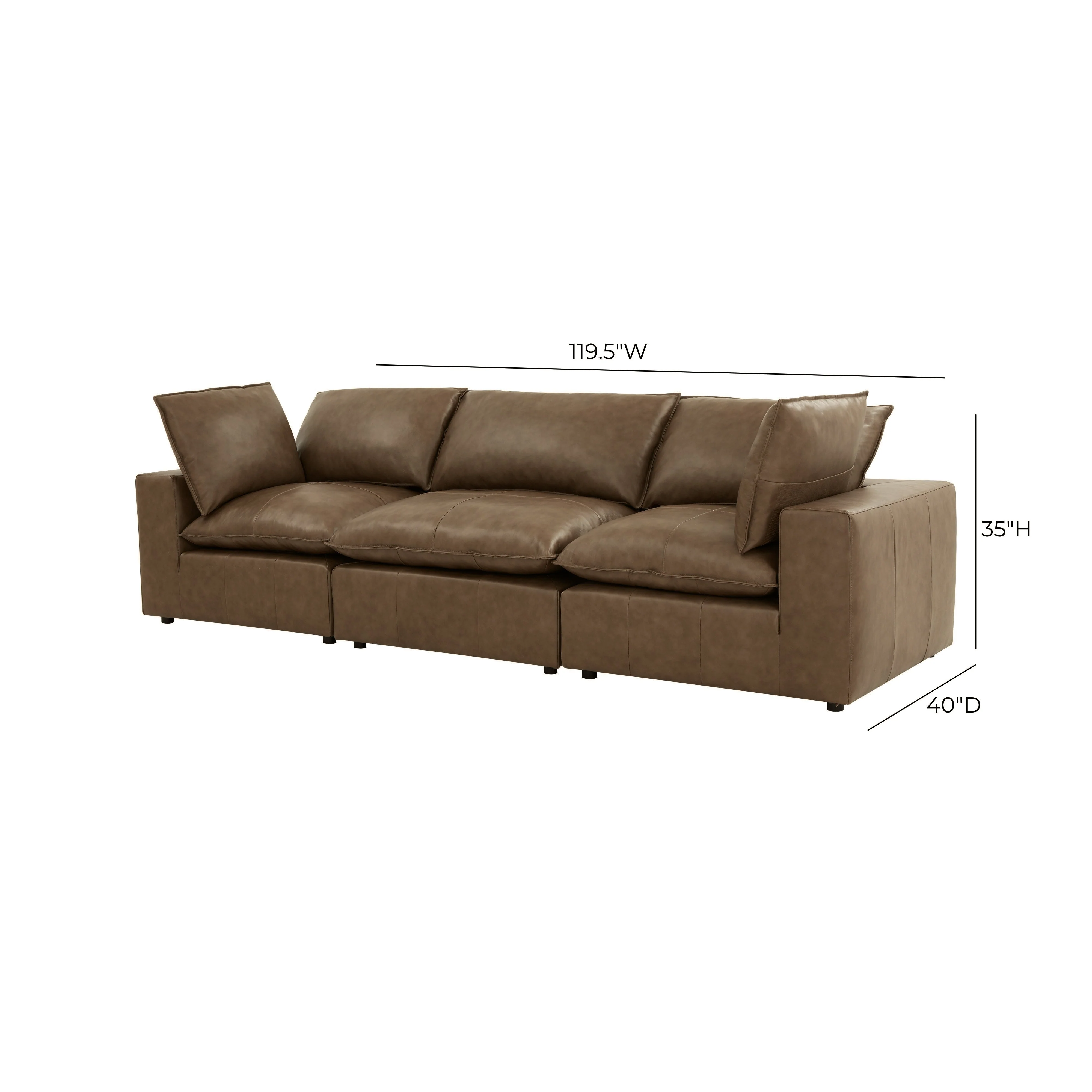 Cali 120" Brown Leather Modular Sofa - Image 6