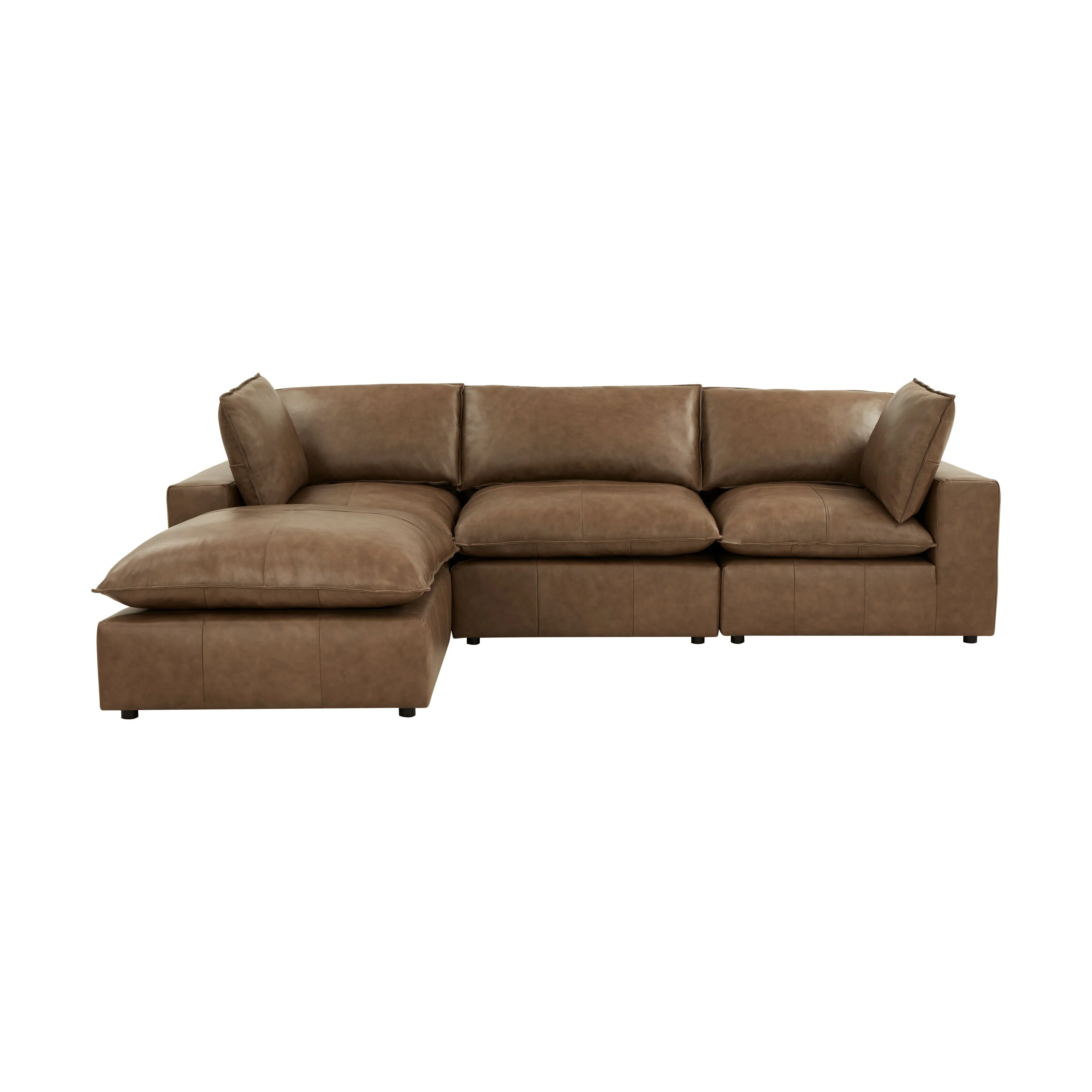 Cali 4-Piece Brown Leather Modular Sectional - Image 3