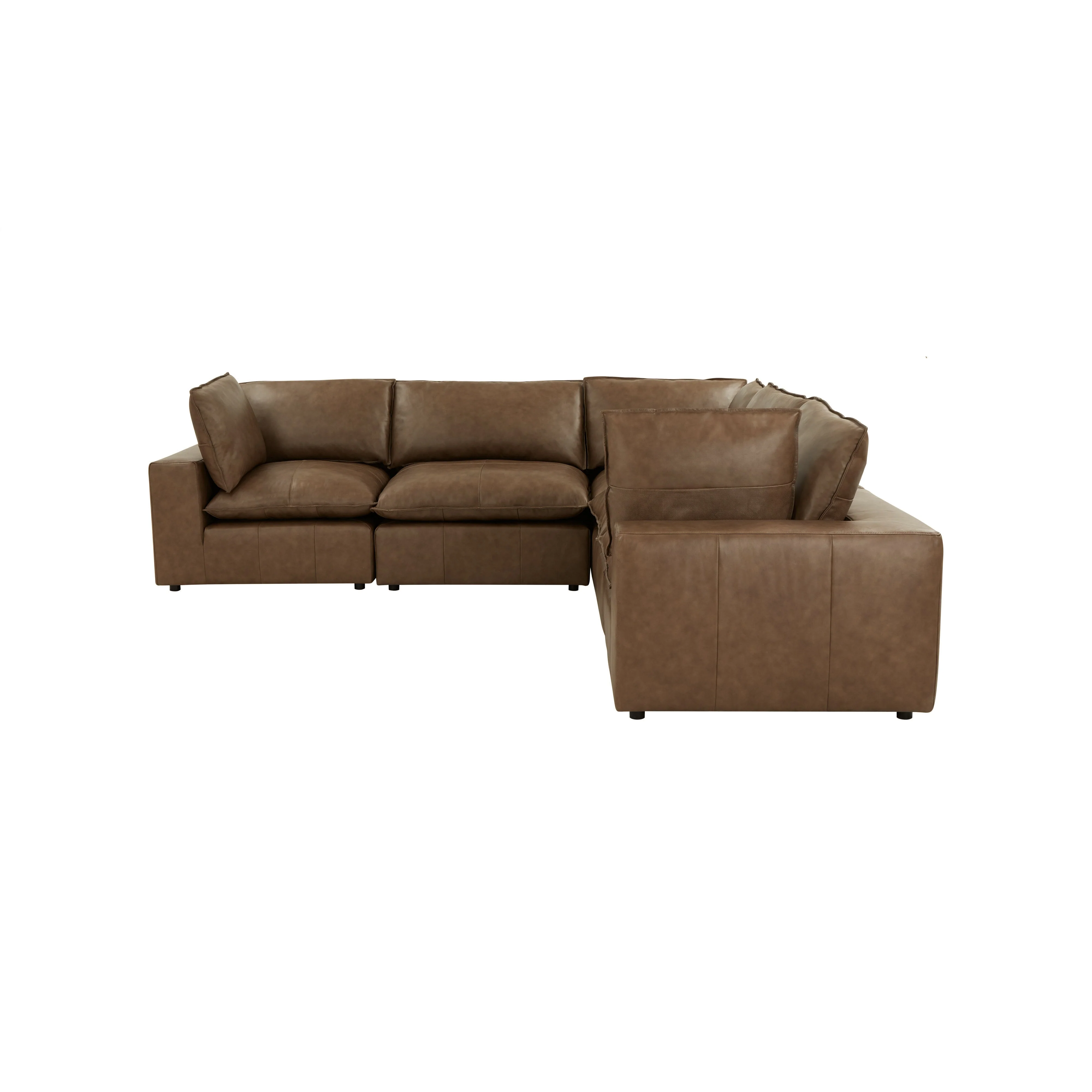Cali 5-Piece Brown Leather Modular L-Sectional - Image 4
