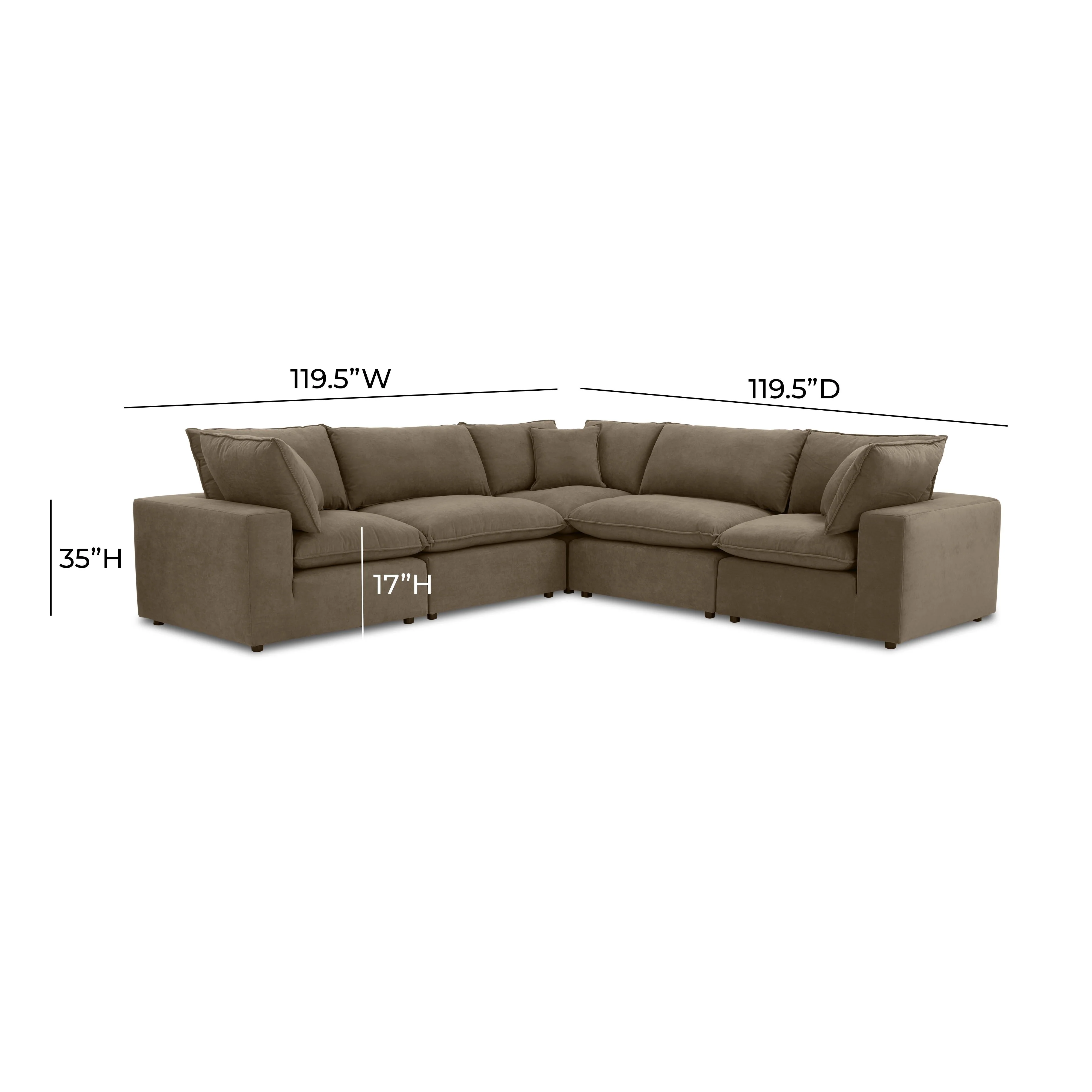 Cali Chocolate Brown Performance Velvet L-Sectional - Image 3