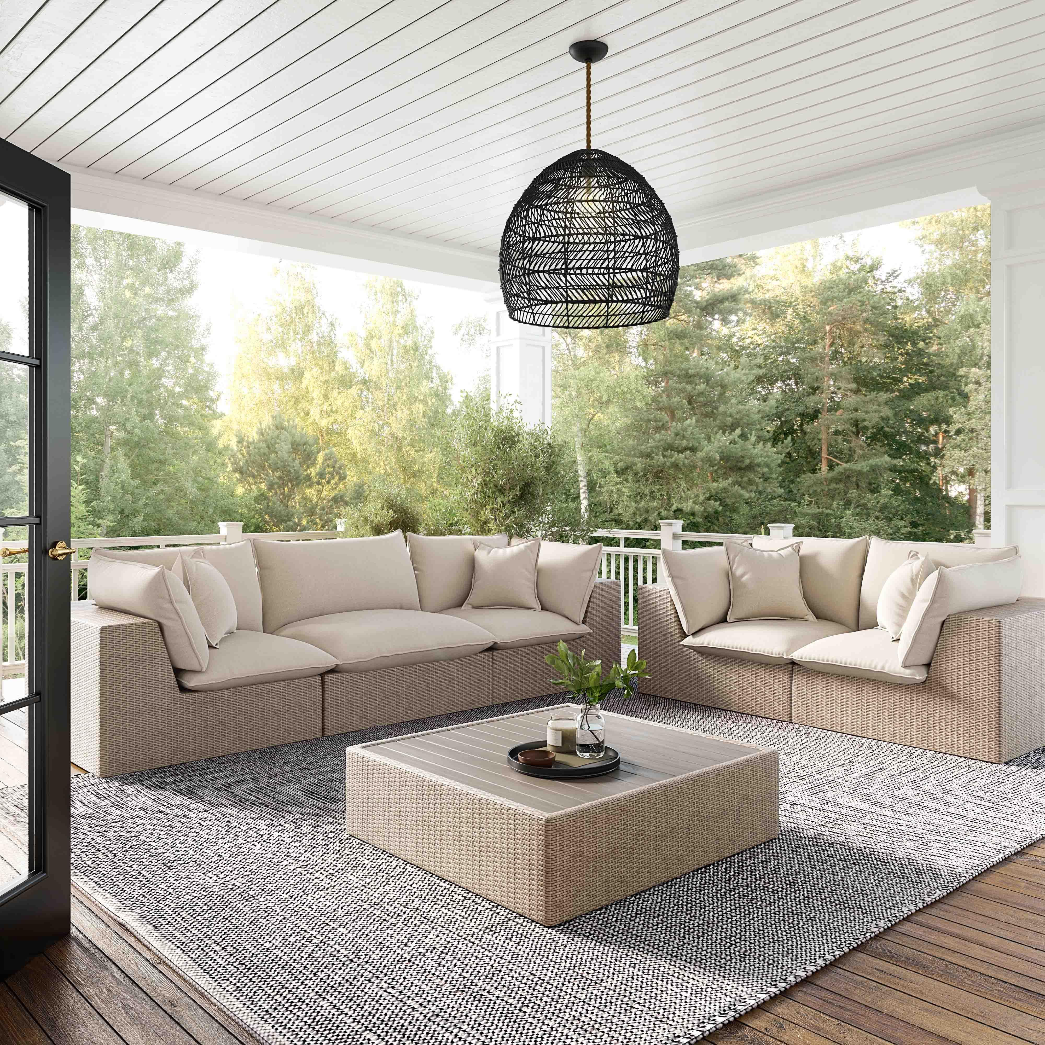 Cali Natural Wicker Outdoor Modular Loveseat - Image 8
