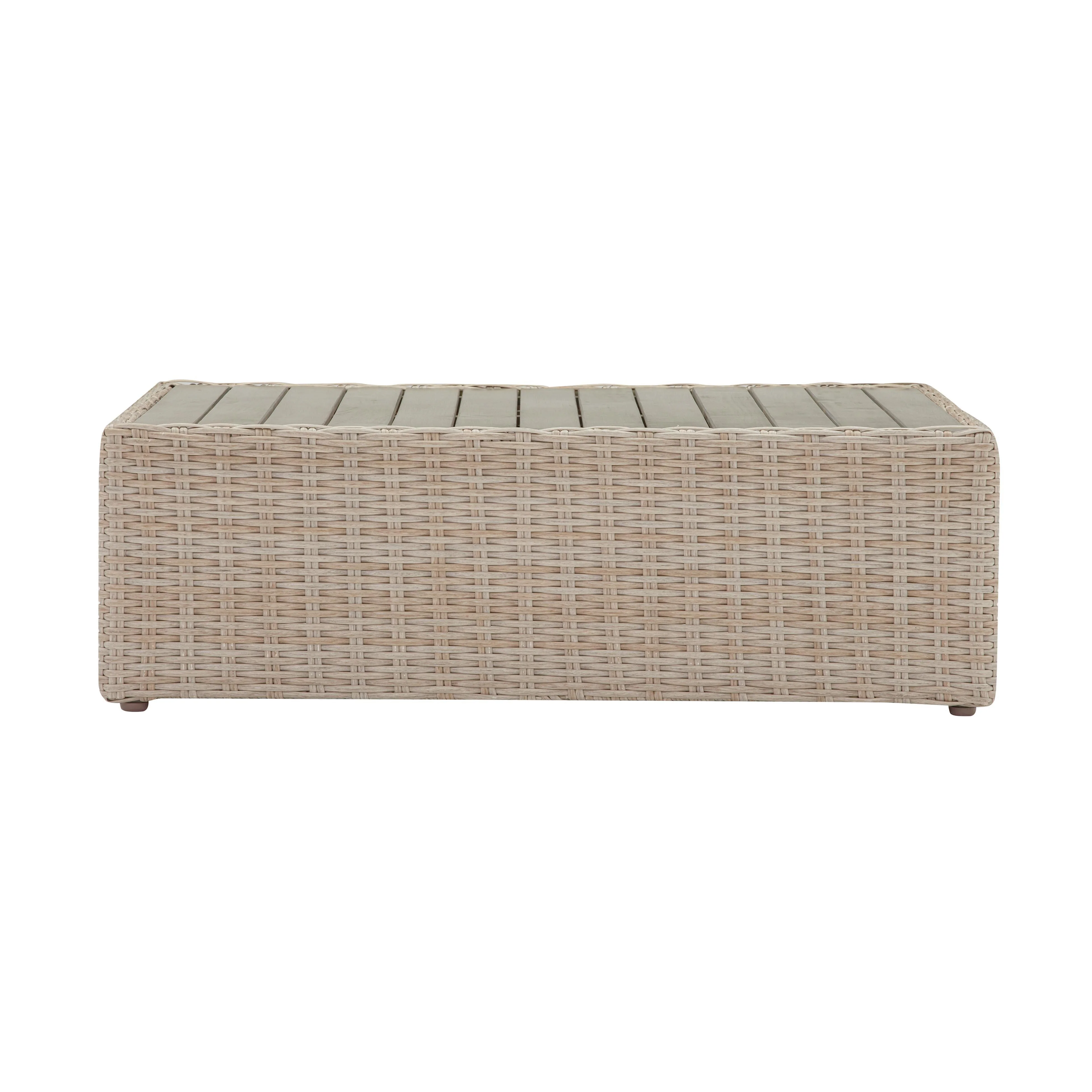 Cali Natural Wicker Outdoor Ottoman / Coffee Table - Image 6