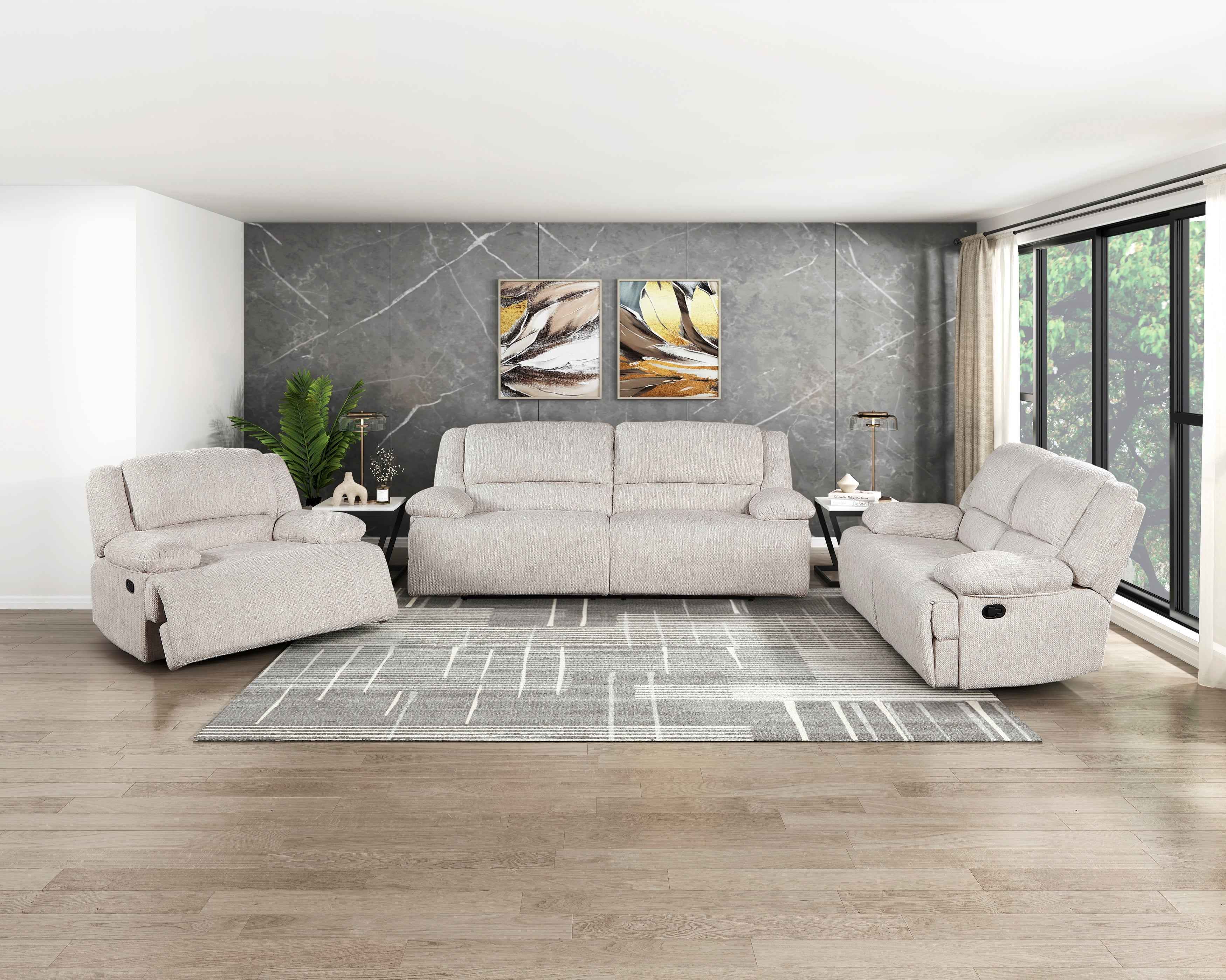 Caliber Beige Double Reclining Sofa - Image 8