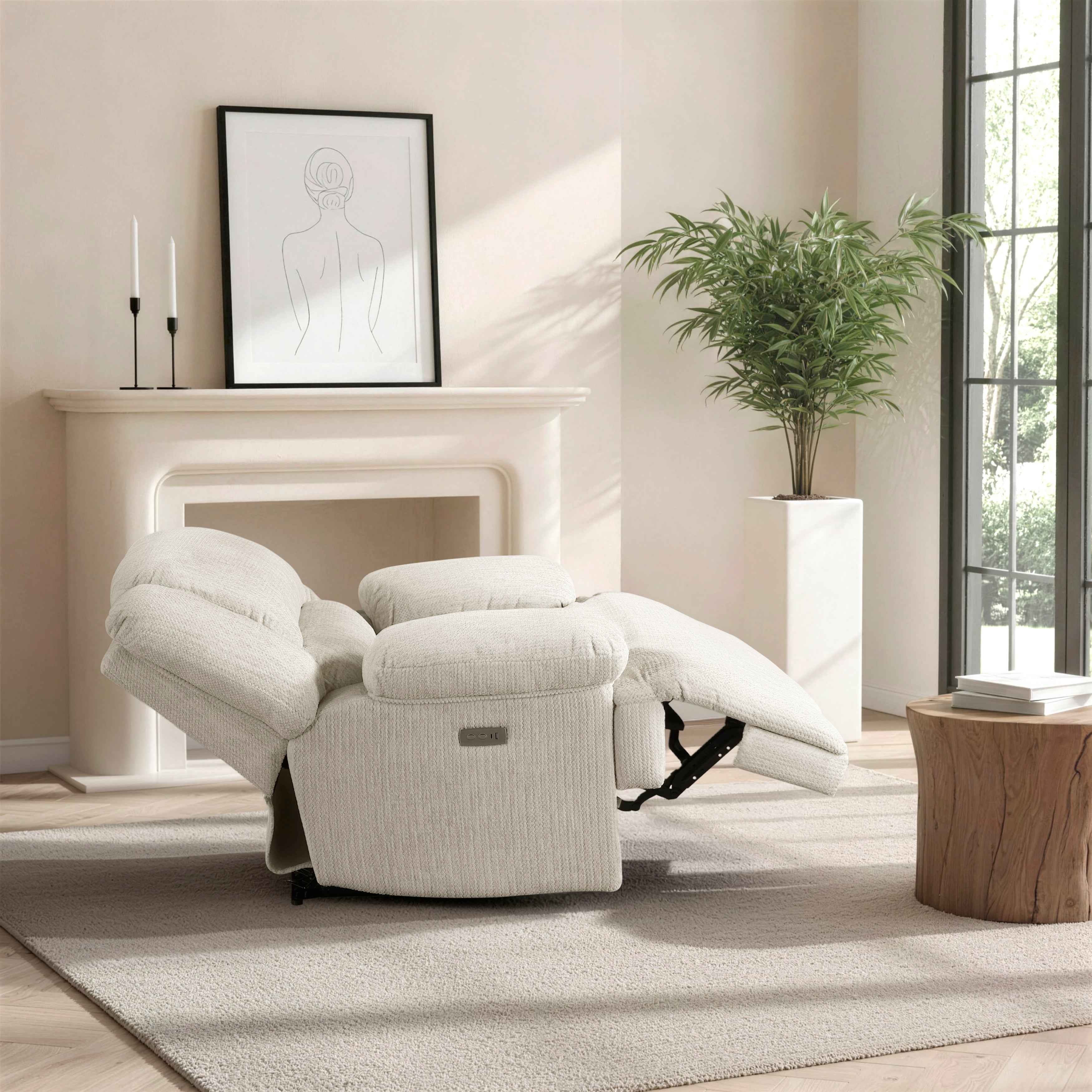 Caliber Beige Power Reclining Chair - Image 16