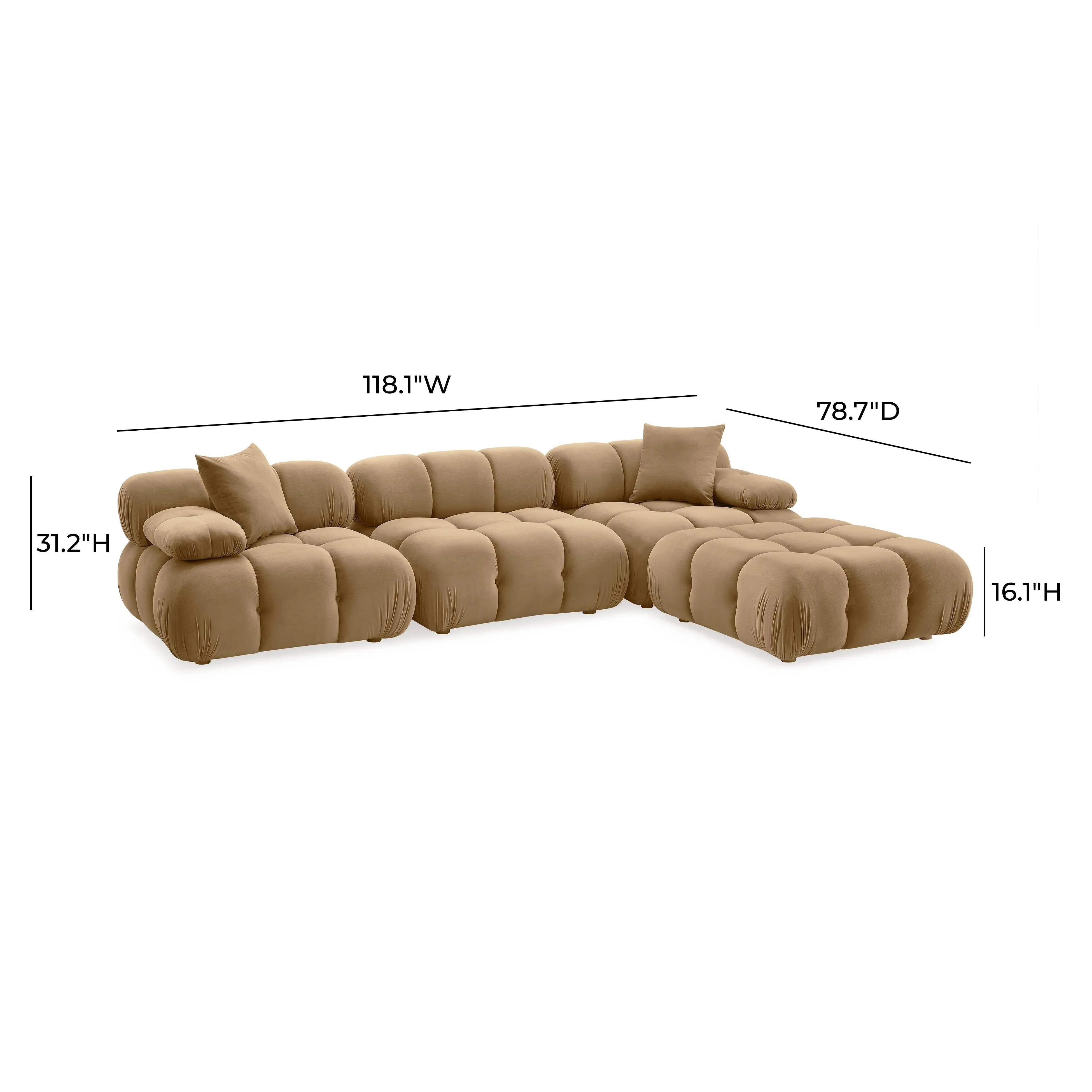 Calliope Cafe Au Lait Performance Velvet 4-piece Modular Sectional - Image 5