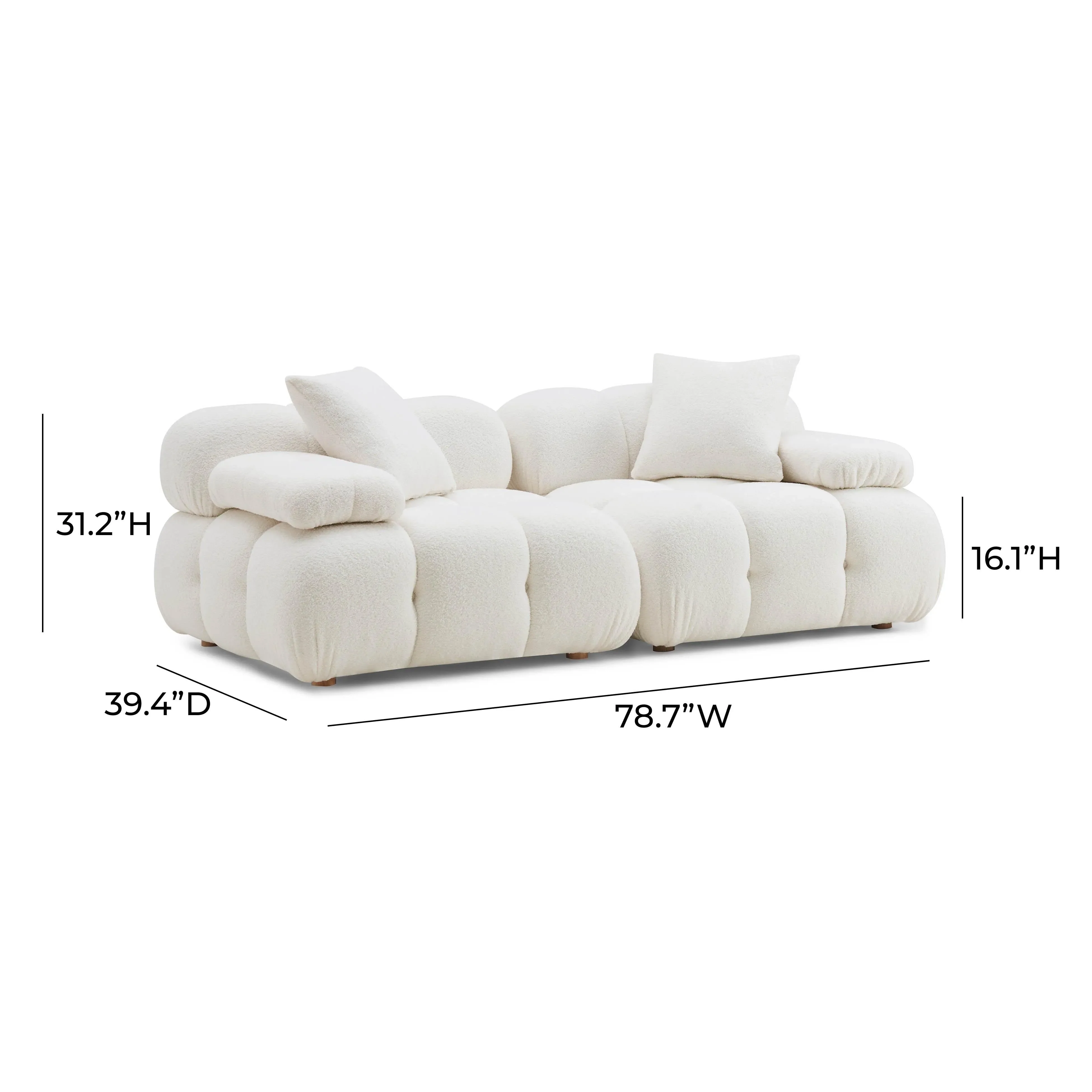 Calliope Cream Vegan Shearling Modular Loveseat - Image 5