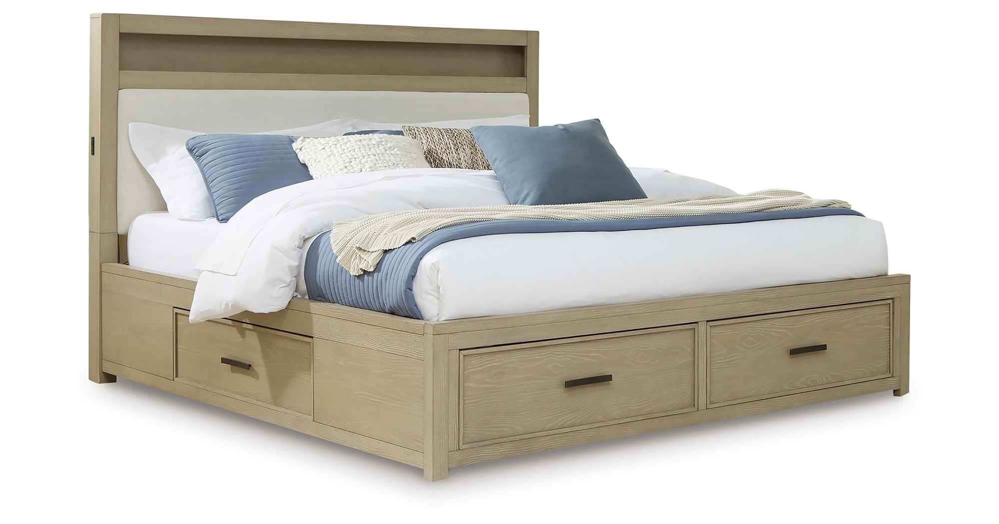 Calmoro Gray Bookcase Storage Panel Bedroom Set - Image 3