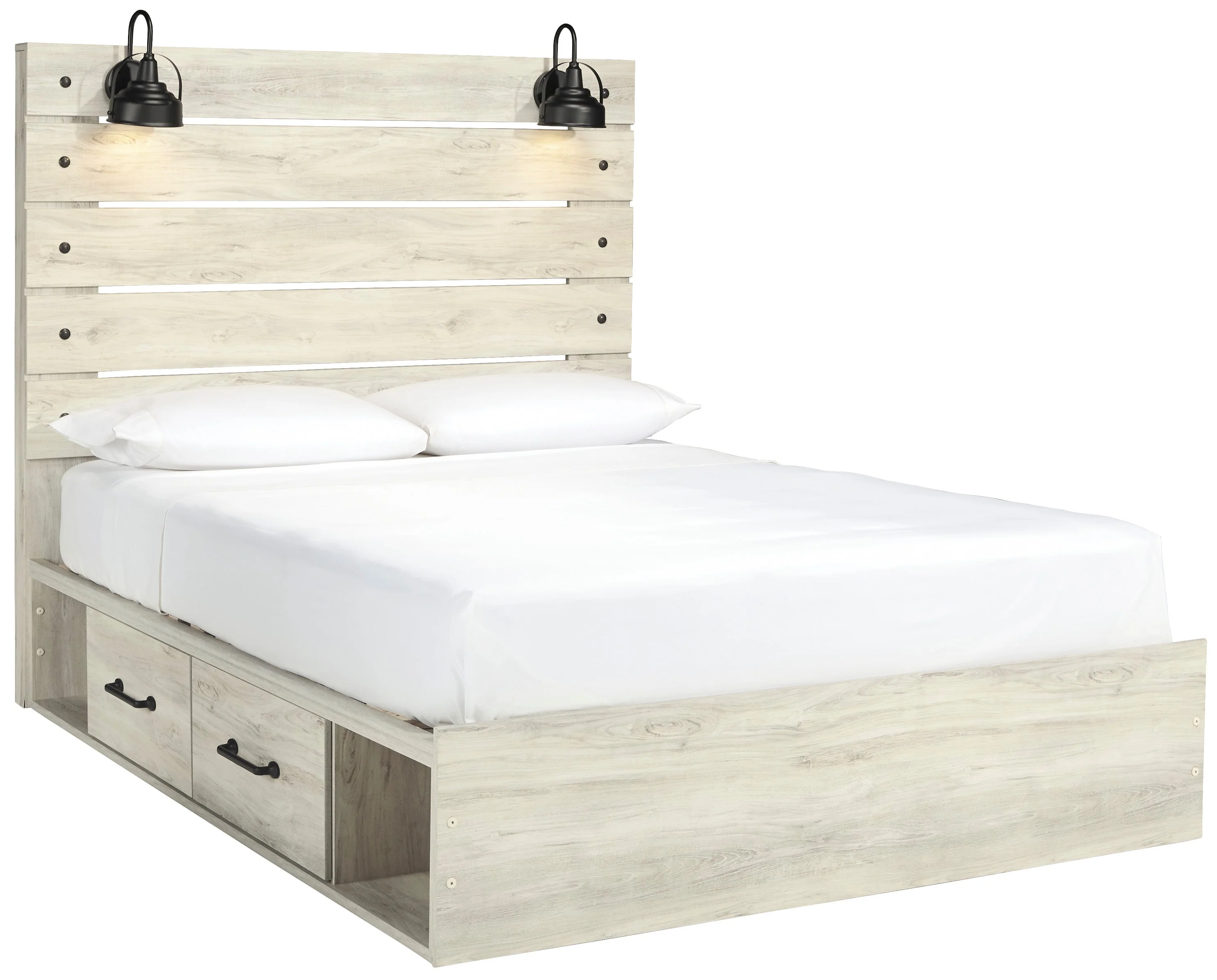 Cambeck Whitewash Storage Platform Bedroom Set with 2 Drawers - Image 4
