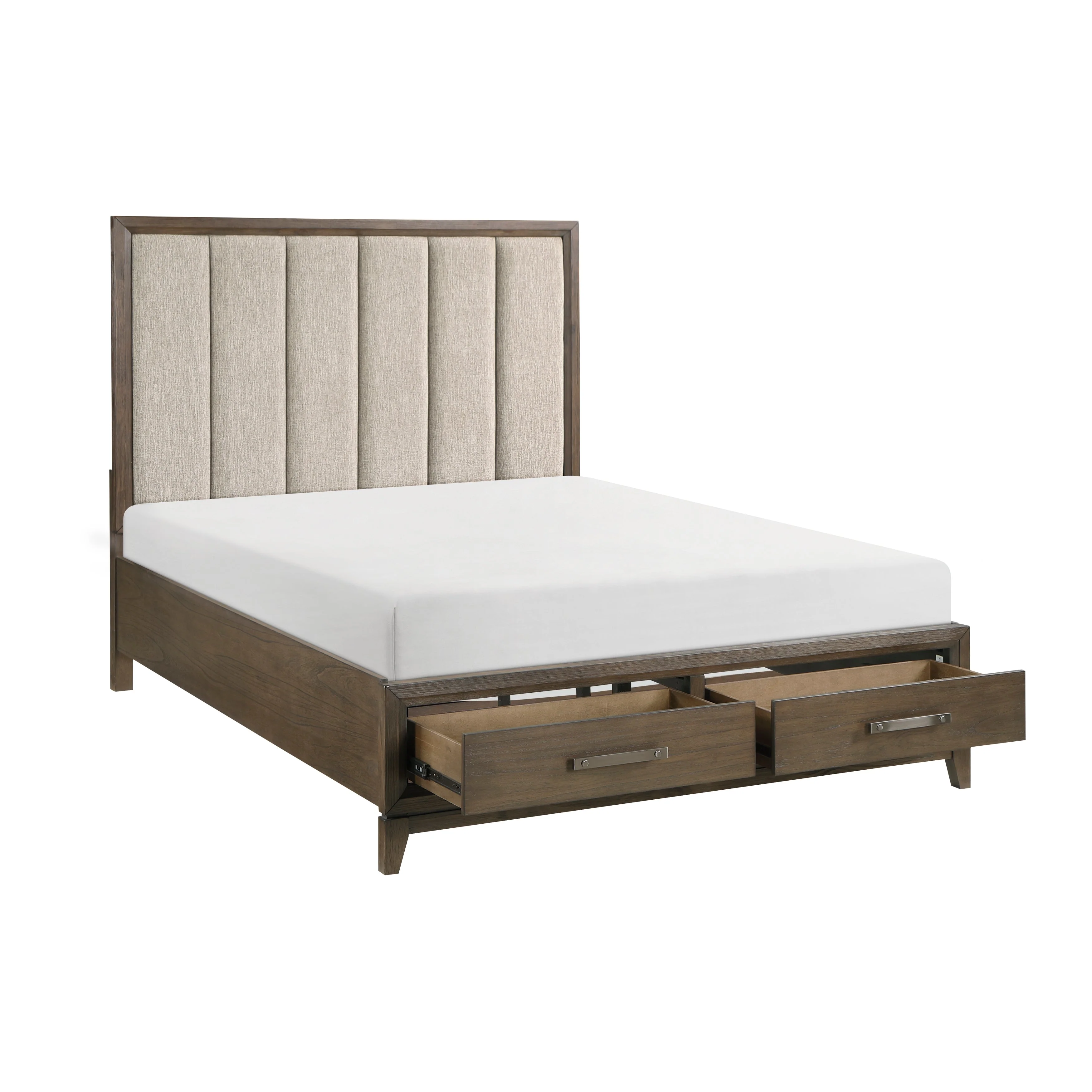 Cambridge Dark Walnut Eastern King Platform Bed with Footboard Storage - Image 3