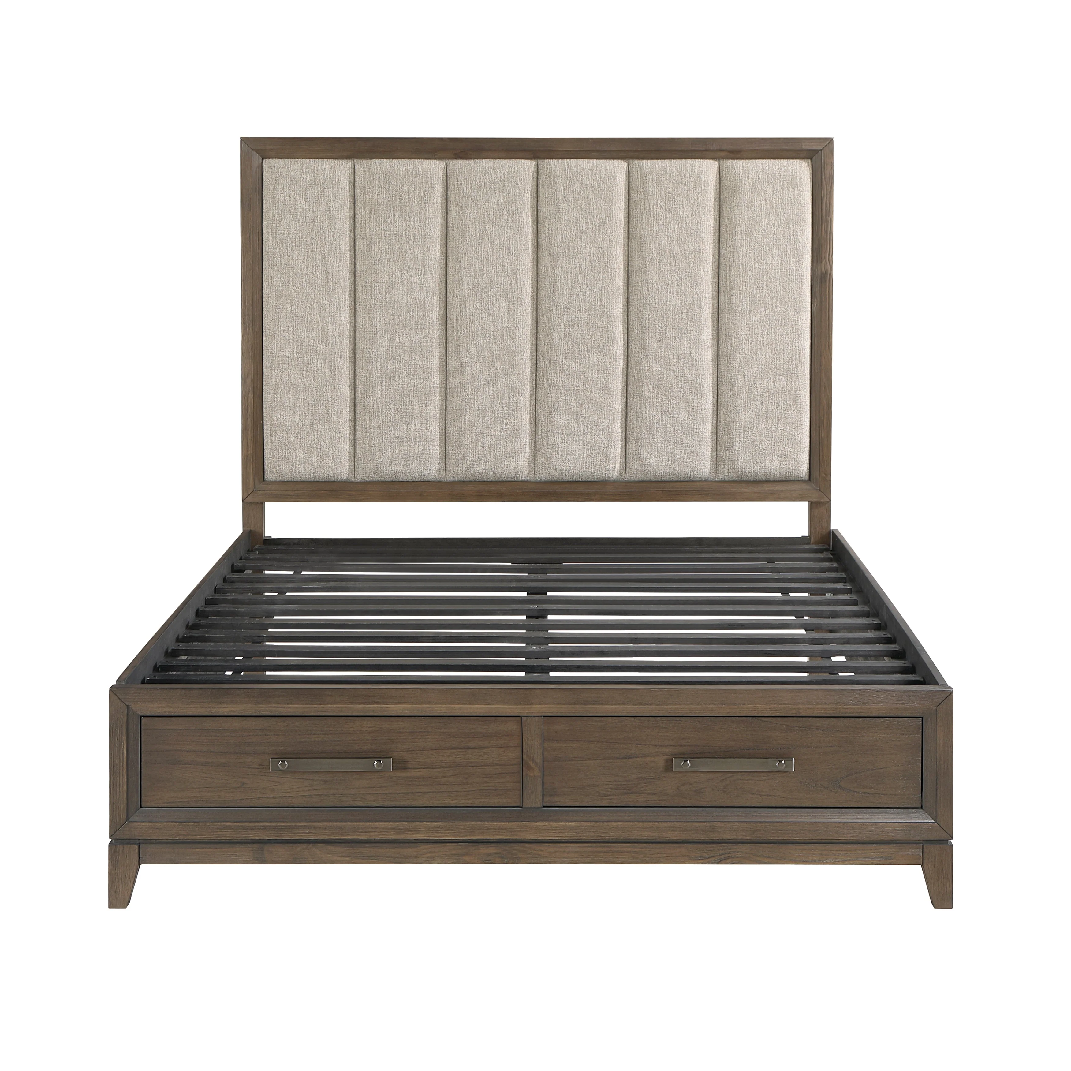 Cambridge Dark Walnut Eastern King Platform Bed with Footboard Storage - Image 4
