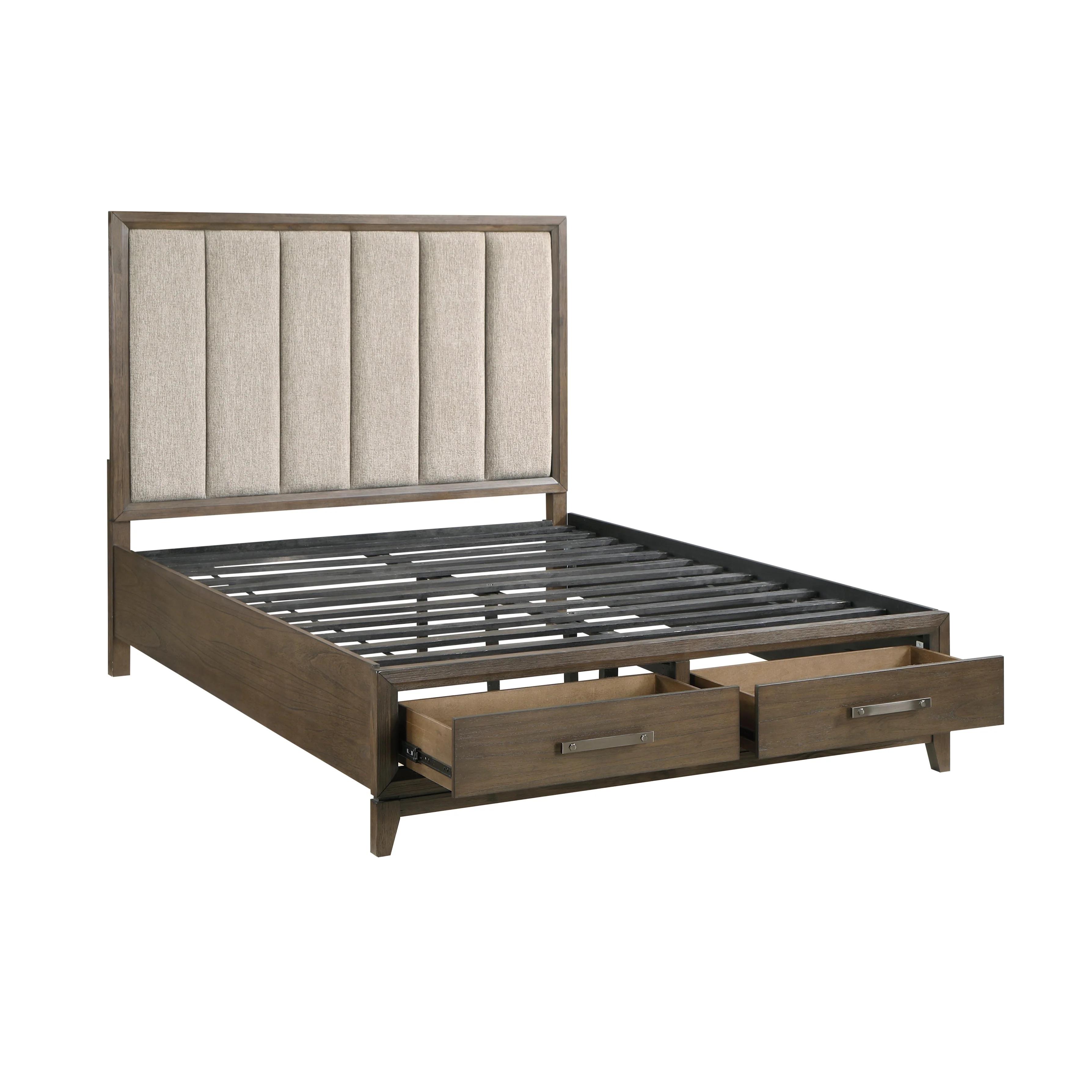 Cambridge Dark Walnut Eastern King Platform Bed with Footboard Storage - Image 6