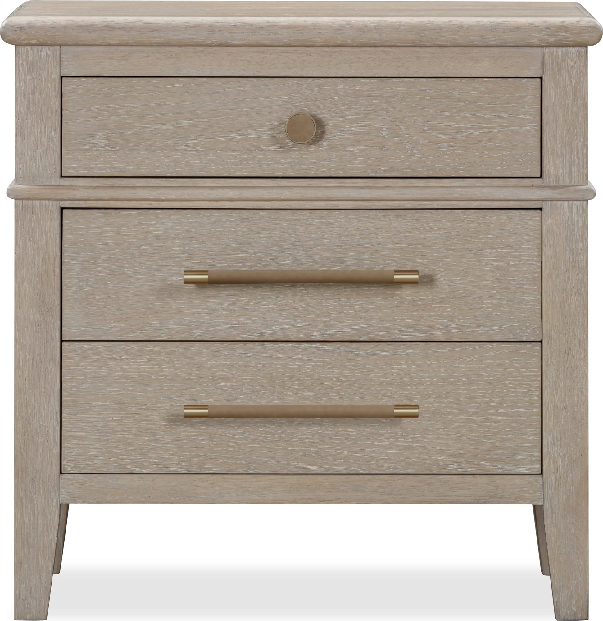 Camden Chai Three Drawer Oak Wood Nightstand - Image 3