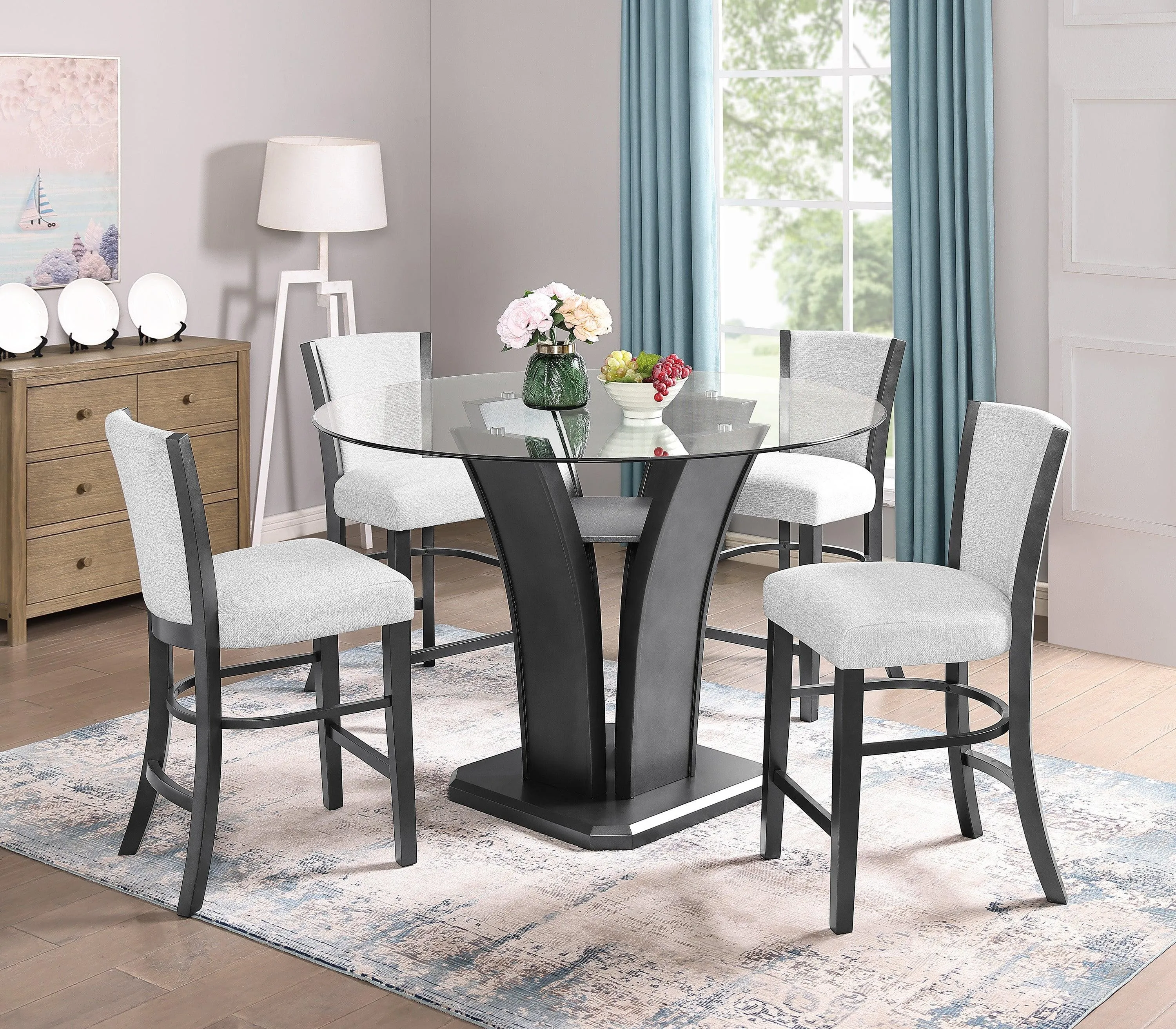 Camelia Dove Gray Round Counter Height Table - Image 3