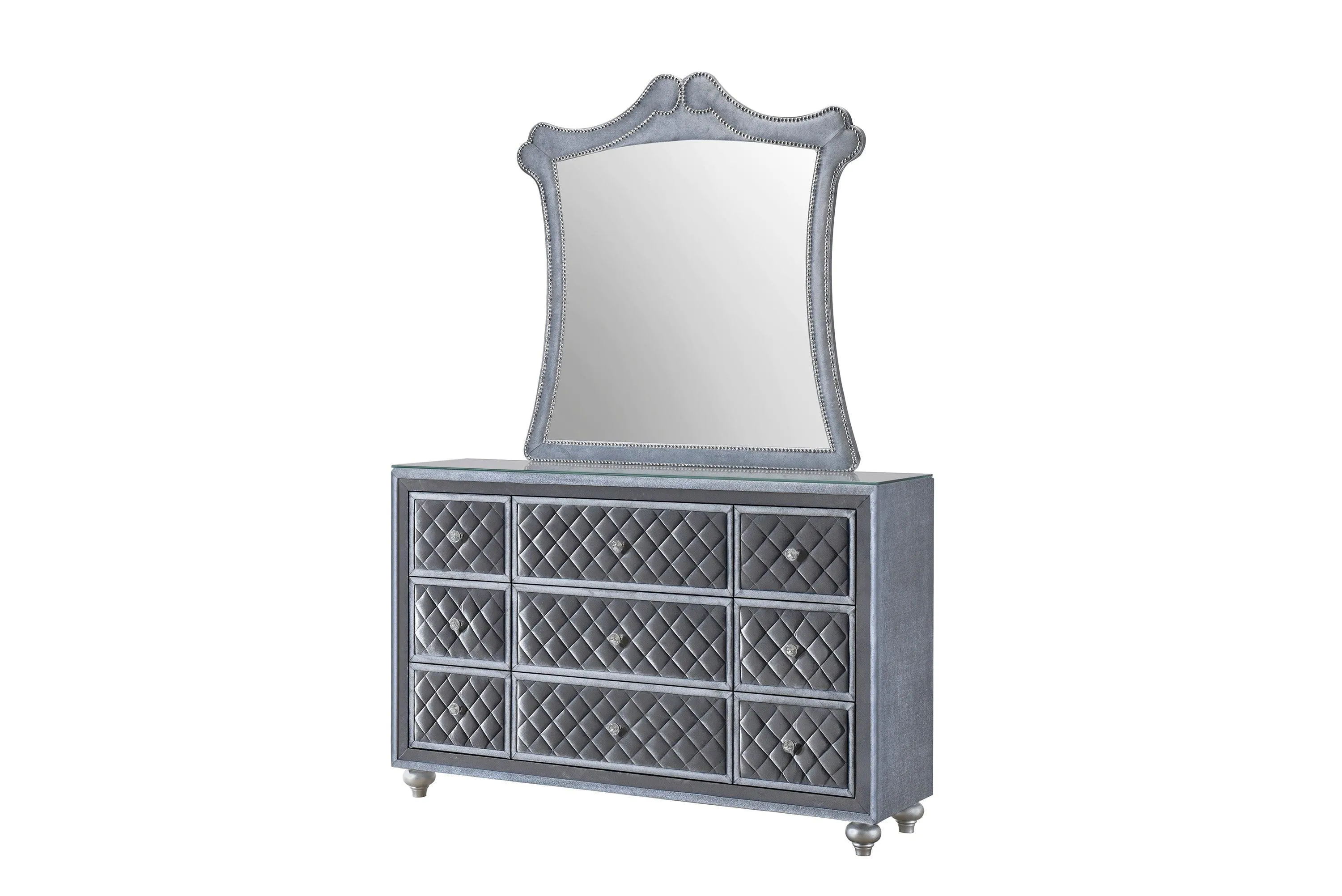 Cameo Gray Upholstered Panel Bedroom Set - Image 6