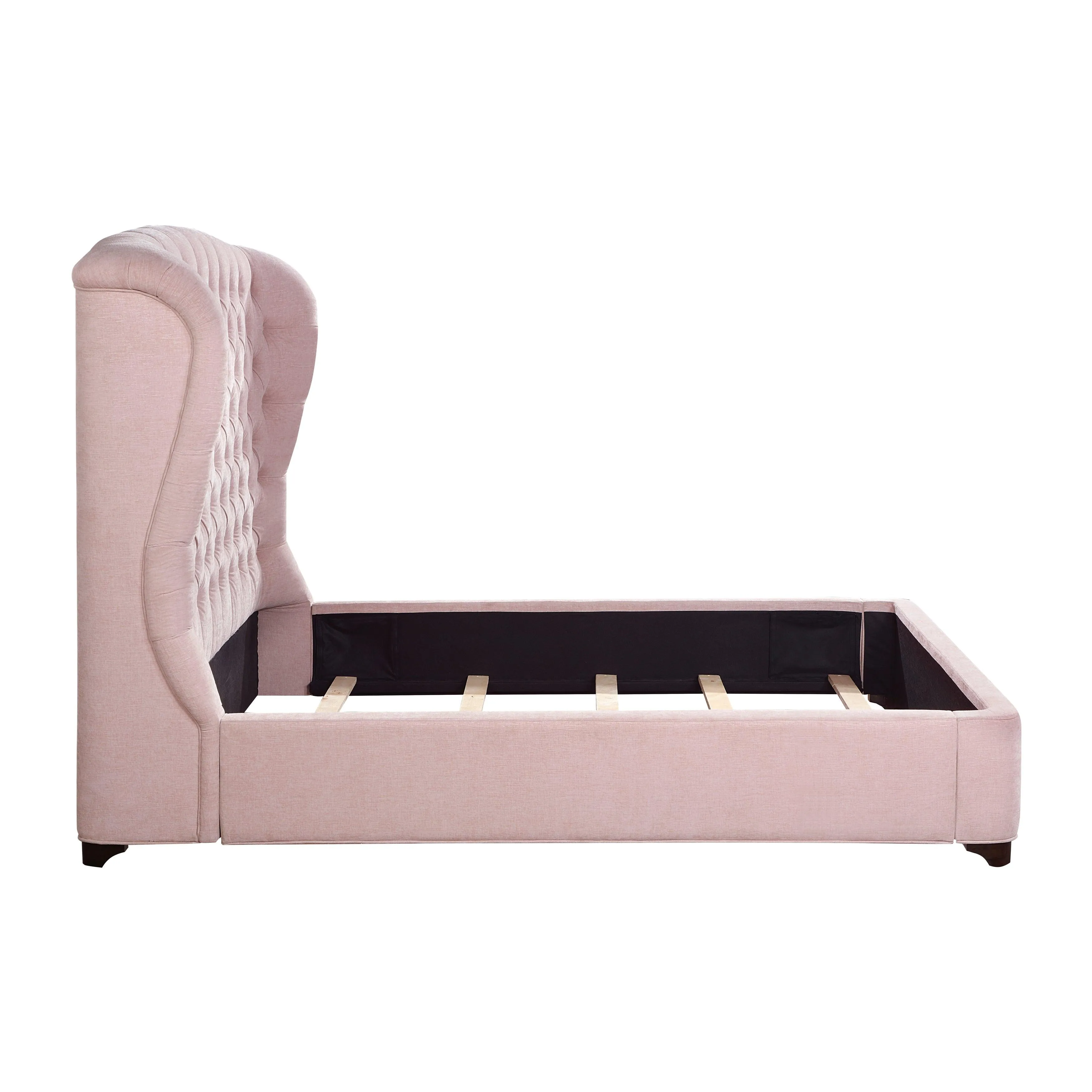 Cameo Pink Queen Upholstered Wingback Bed - Image 6