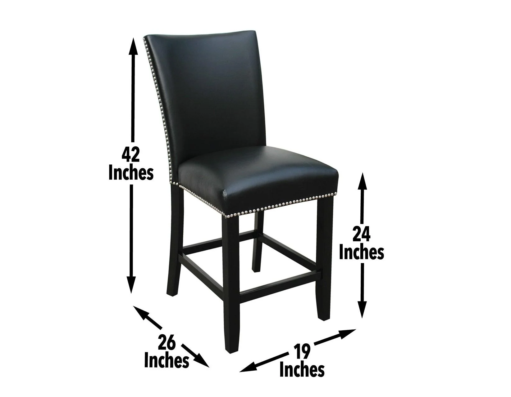 Camila 24″ Counter Stool, Black Leatherette, Set of 2 - Image 6