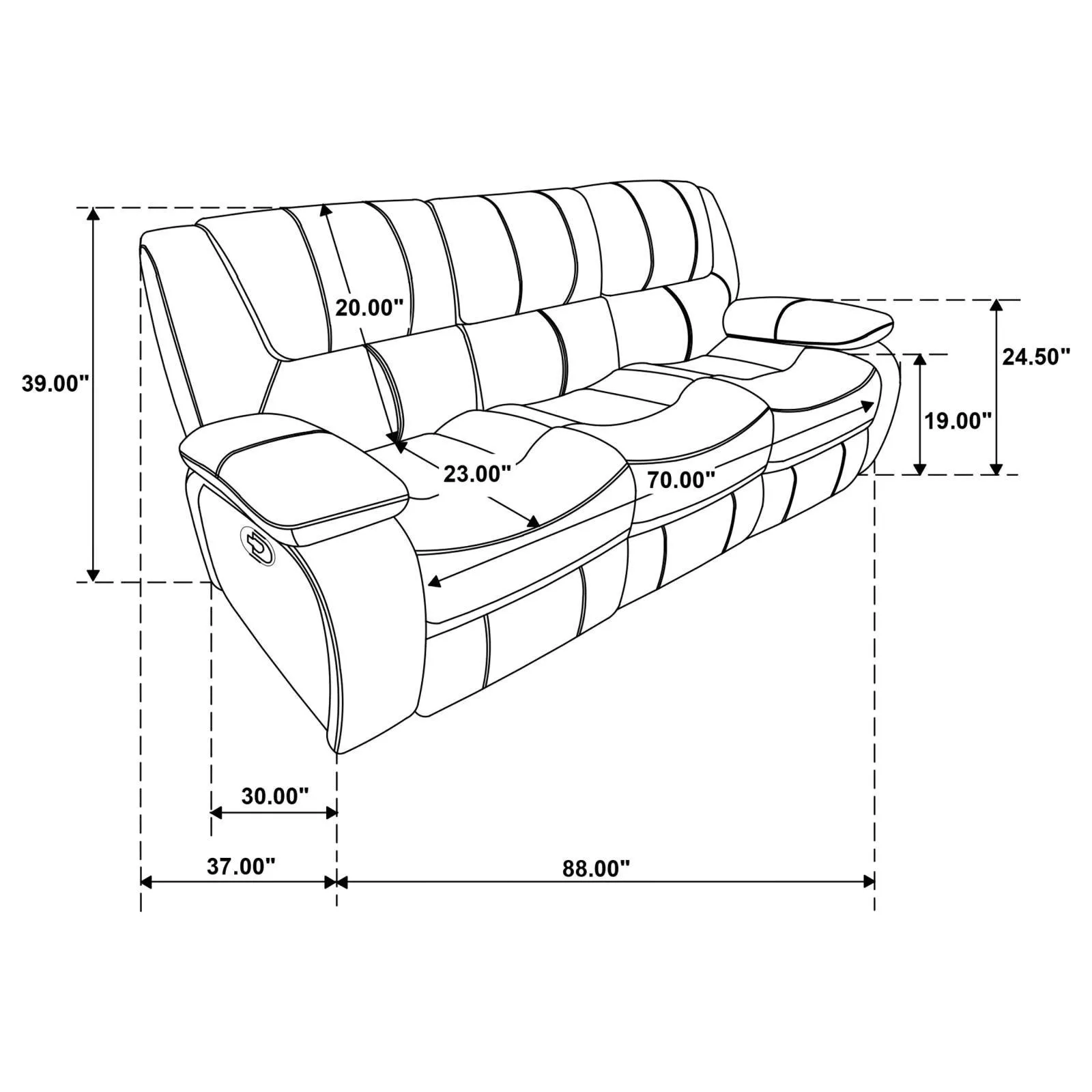 Camila Black 3-piece Upholstered Motion Reclining Sofa Set - Image 16
