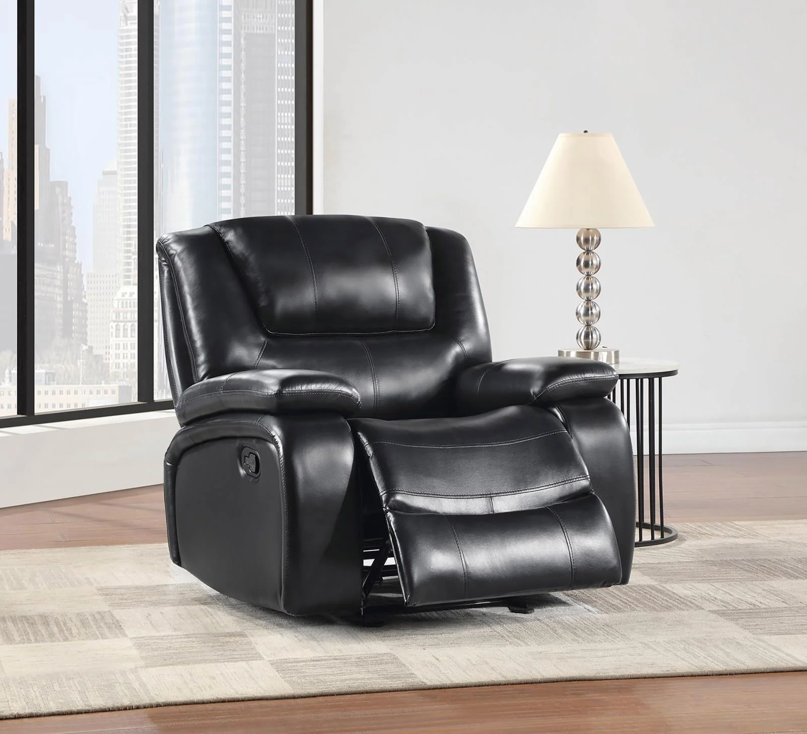 Camila Black Upholstered Glider Recliner Chair - Image 2
