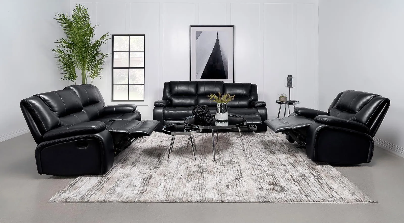 Camila Black Upholstered Motion Reclining Loveseat - Image 9