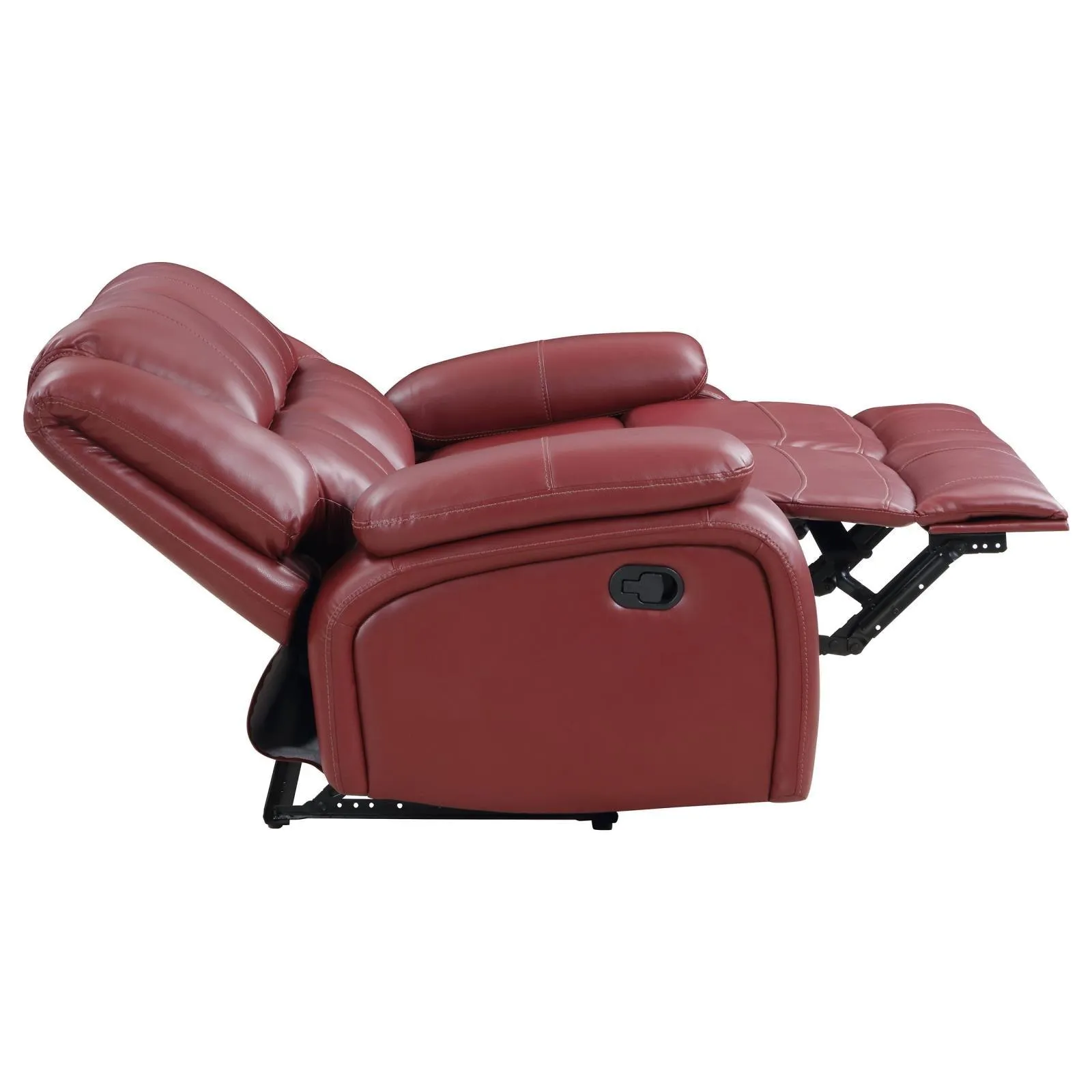 Camila Red Faux Leather 3-piece Upholstered Reclining Sofa Set - Image 9