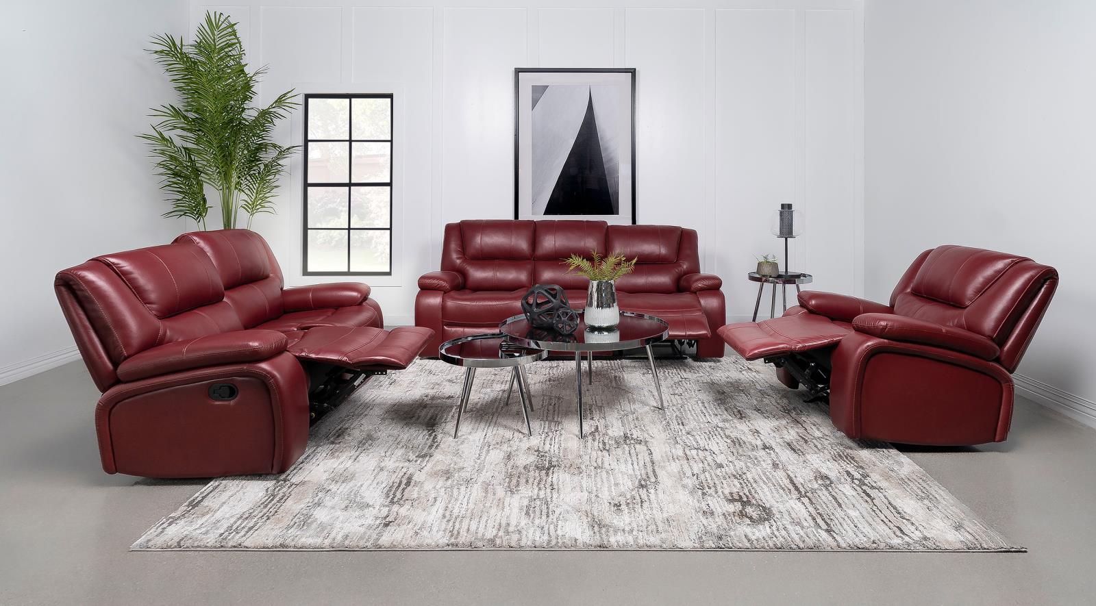 Camila Red Faux Leather Upholstered Motion Reclining Sofa - Image 8