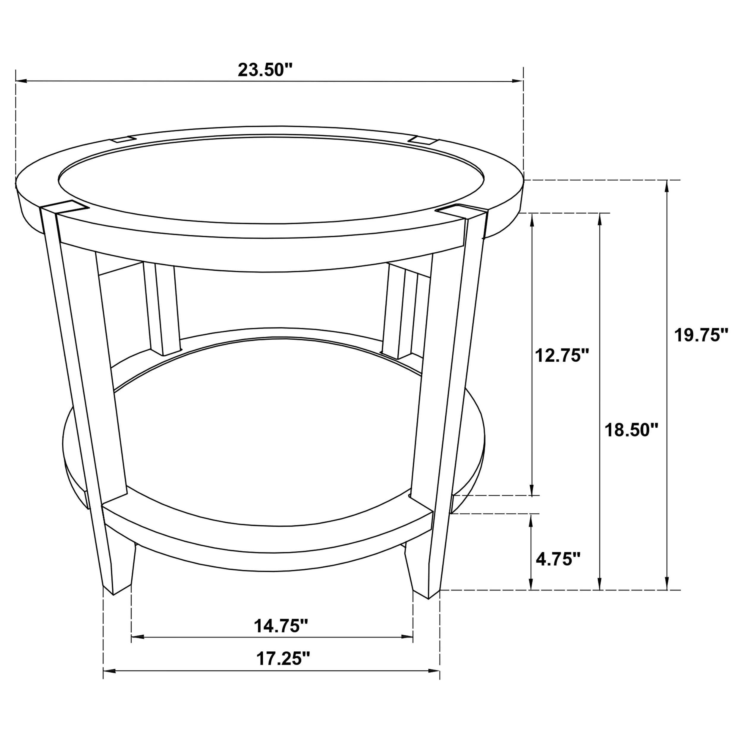 Camillo Brown Round Solid Wood End Table with Shelf Maple - Image 8