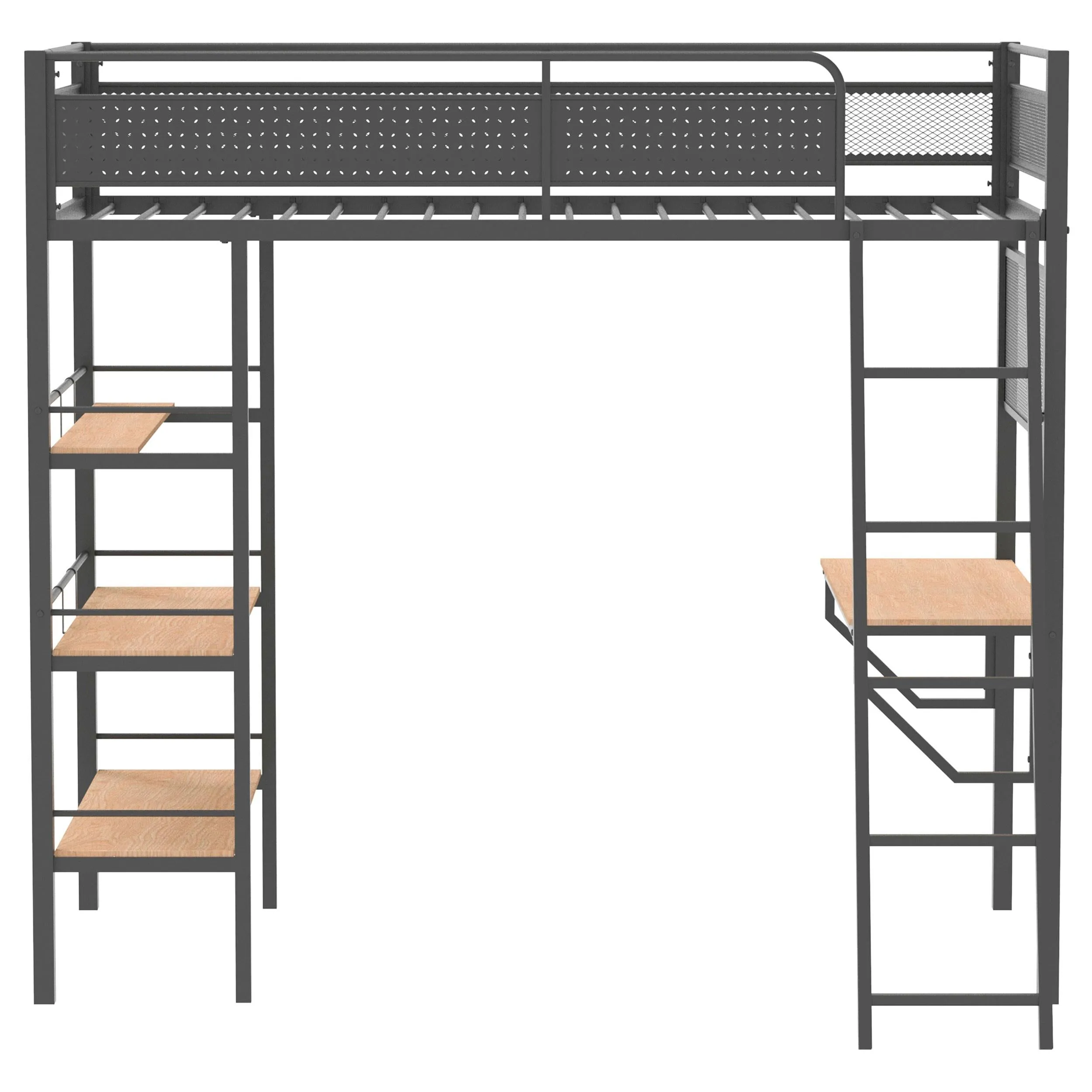 Campus Matte Black 3-Shelf Metal Twin Workstation Loft Bed - Image 4