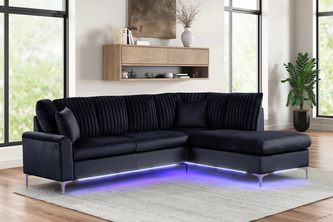 Candy Black Led Lights Right Arm Facing (RAF) Sectional